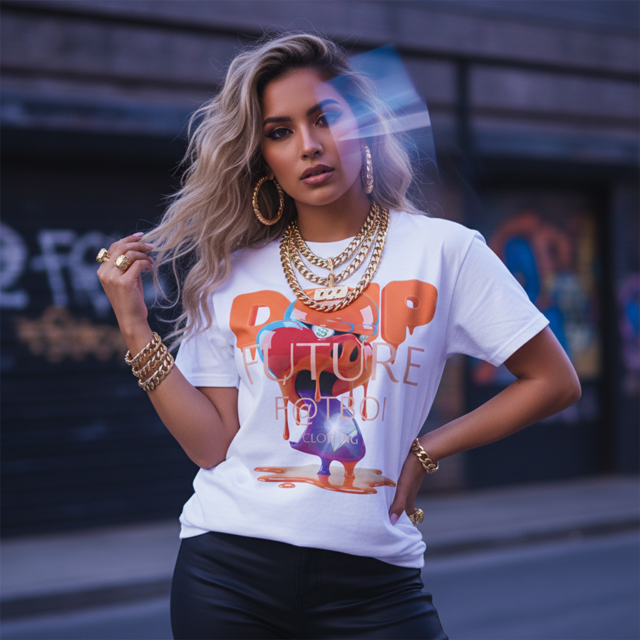 FUTURE F@TBOI CLOTHING HOG DRIP DESIGN - Trendy Streetwear T-Shirt for Creative Souls, Cool Graphic Tee for Urban Style, Perfect for Parties and Casual Outings, DRIP Design, [...] product thumbnail image