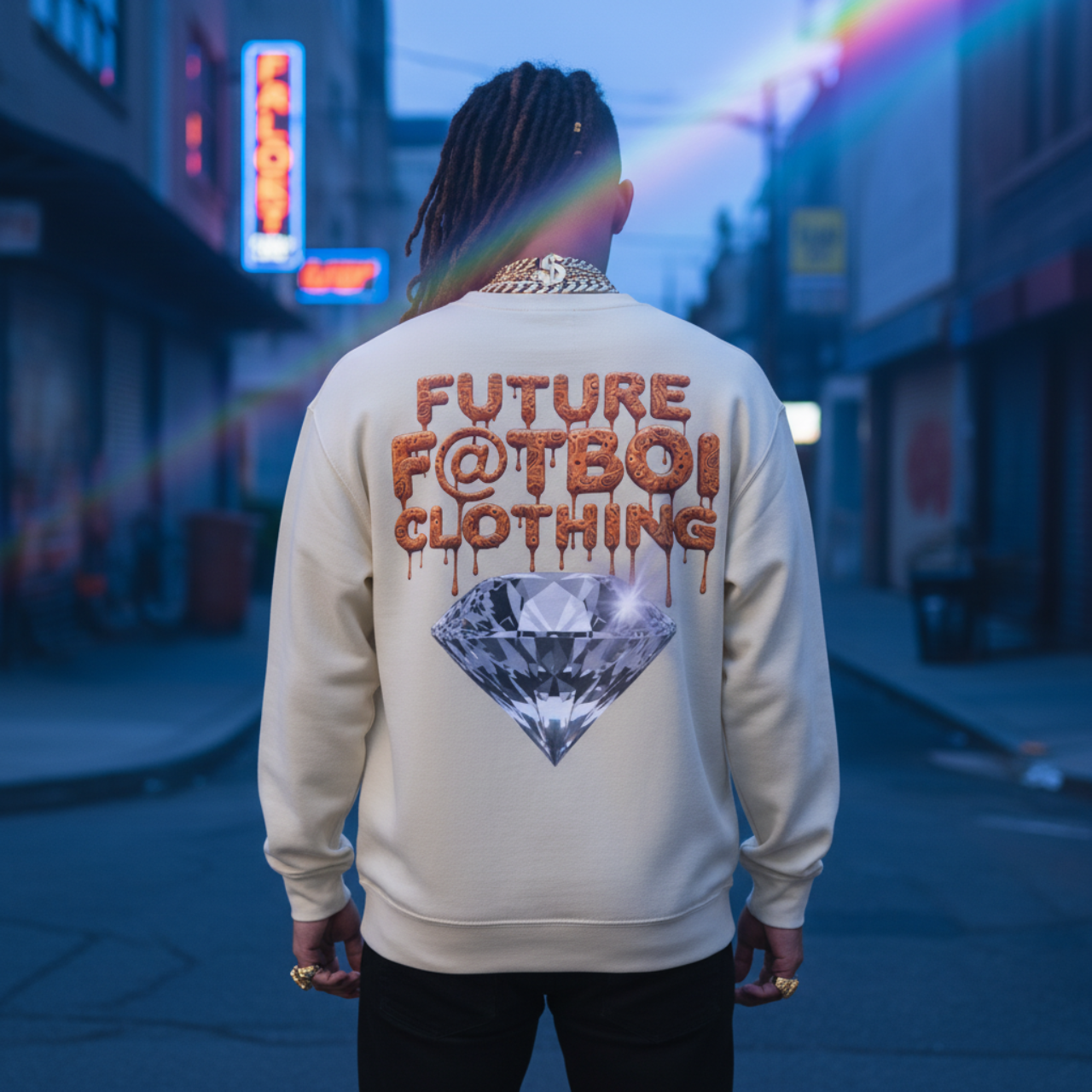 Future FatBoi Orange Diamonds - Crewneck Sweatshirt - Trendy Urban Apparel, Casual Wear, Stylish Gift for Streetwear Lovers, Hip Hop Fashion product thumbnail image Future FatBoi Orange Diamonds - Crewneck Sweatshirt - Trendy Urban Apparel, Casual Wear, Stylish Gift for Streetwear Lovers, Hip Hop Fashion product thumbnail image