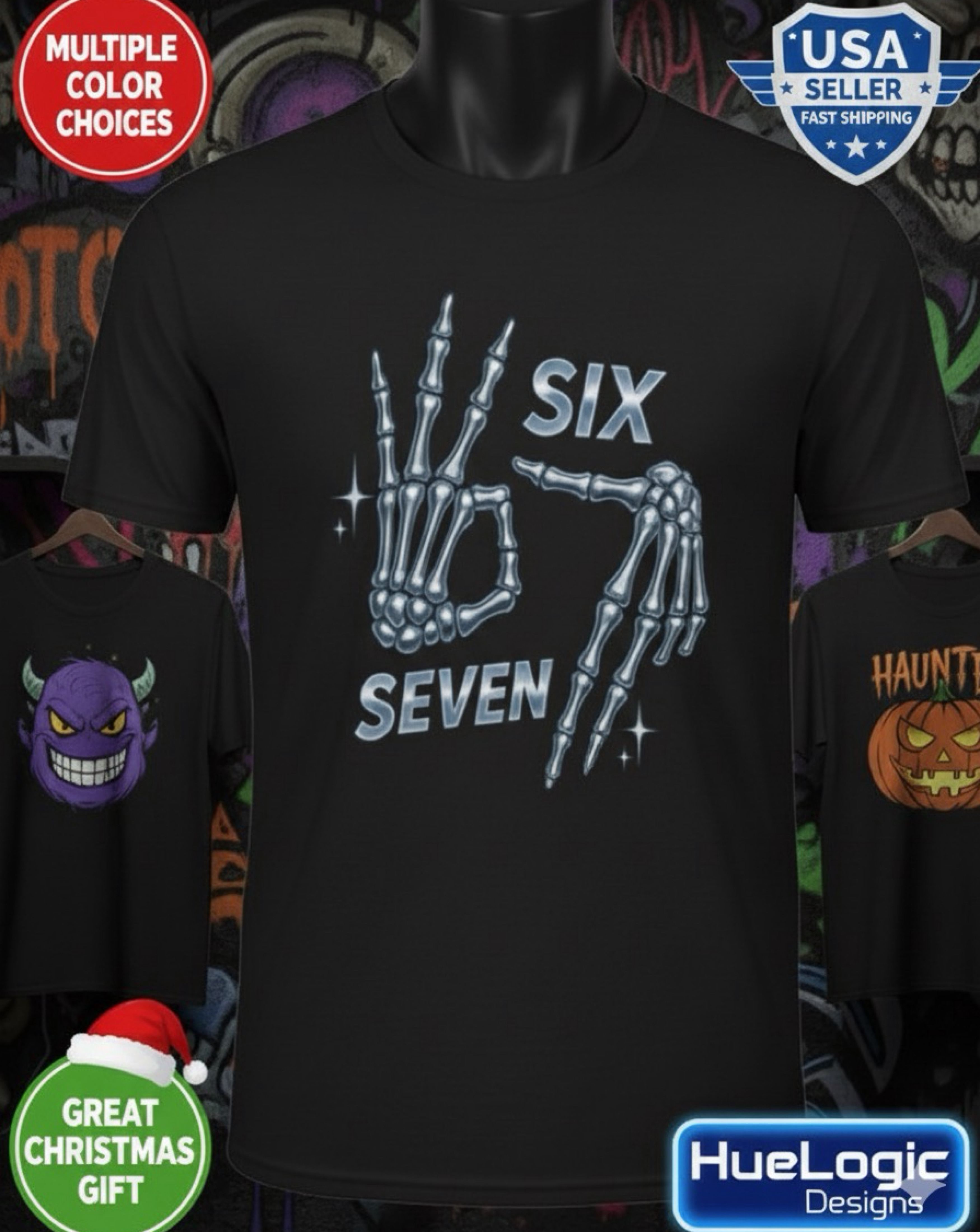 Six Seven Protocol Skeleton Hand Shirt 6 7 Tee | Skeleton Fingers Sign T-Shirt Six Seven Protocol Skeleton Hand Shirt 6 7 Tee | Skeleton Fingers Sign T-Shirt