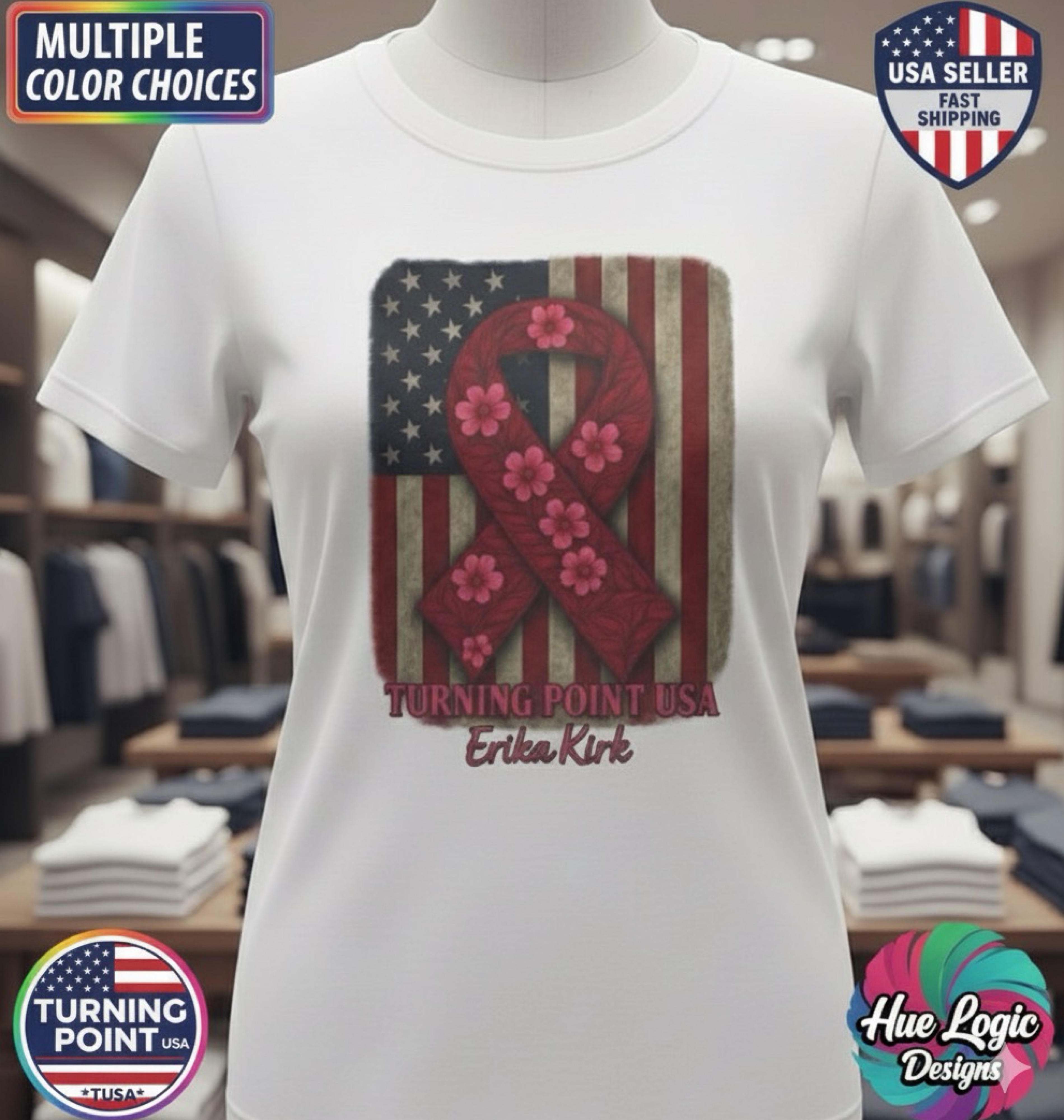 Erika Kirk Breast Cancer Awareness Shirt | Turning Point USA Pink Ribbon Unisex