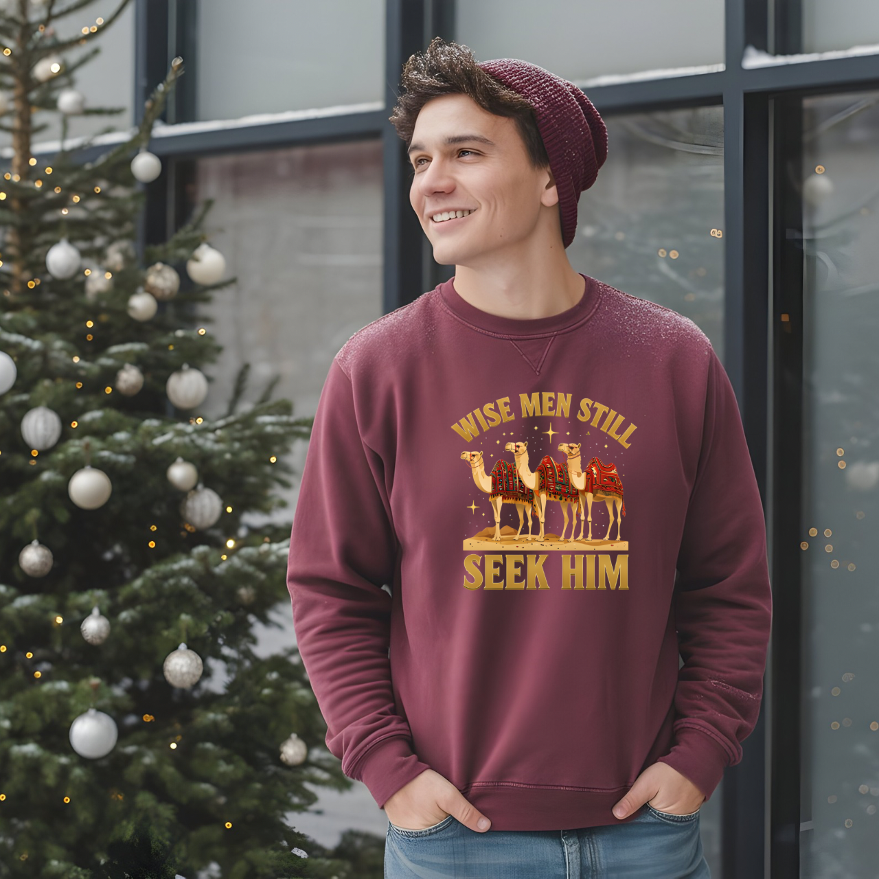 Wise Men Still Seek Him Gildan Unisex Crewneck Sweatshirt | Gift for Men | Religious Holiday Apparel product thumbnail image