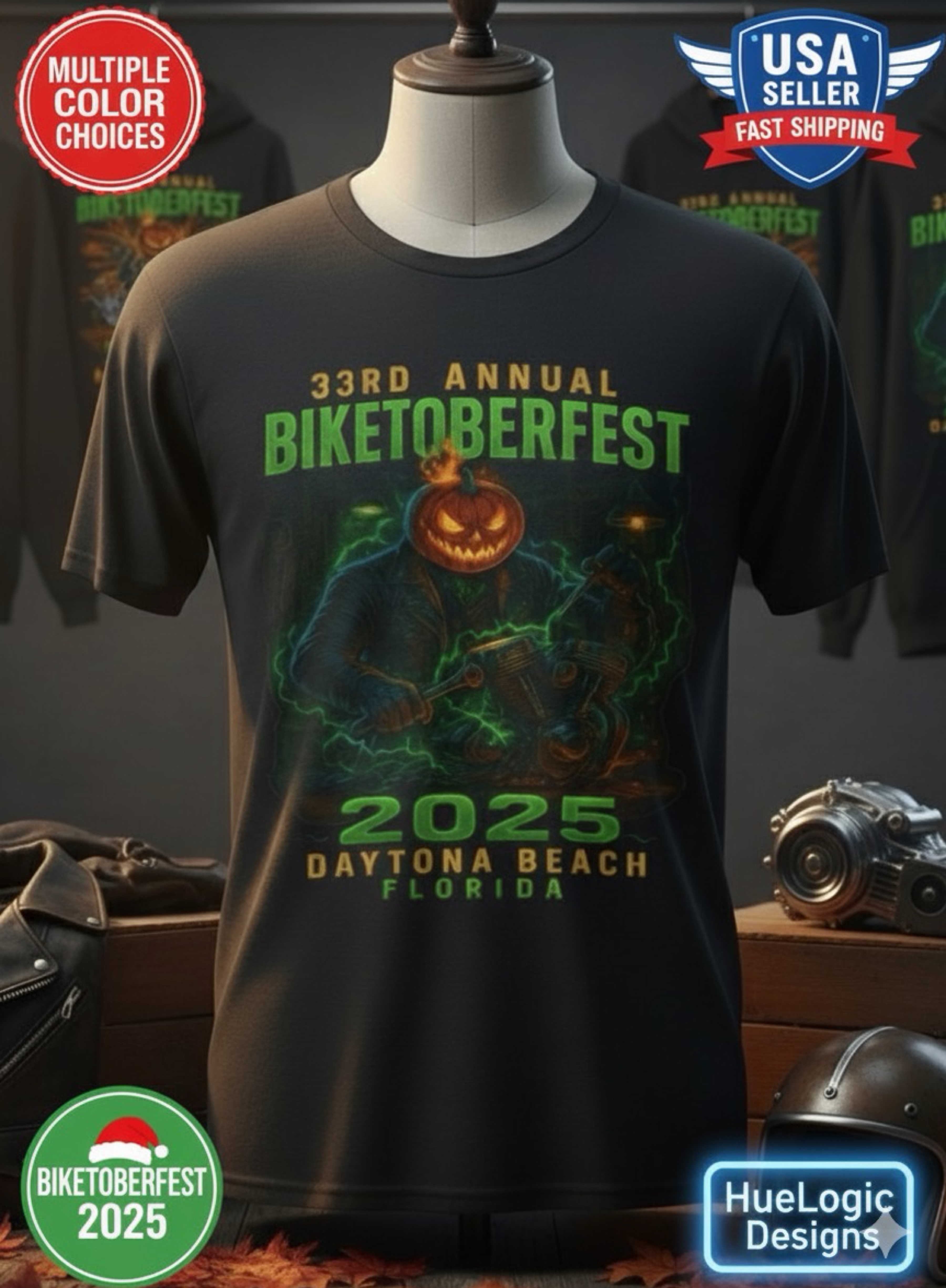 Biketoberfest 2025 Daytona Beach FL Bike Rally T-Shirt Harley Headless Horseman  product thumbnail image