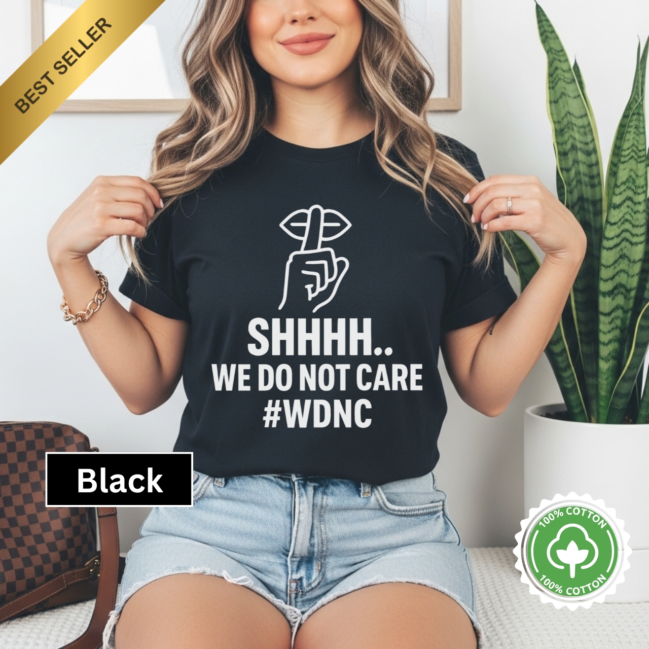 SHHH We Do Not Care WDNC Shirt Funny Graphic Tee for Women Sassy Trendy Quote Shirt WDNC Club Merch