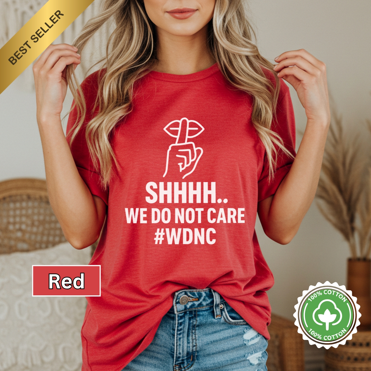 SHHH We Do Not Care WDNC Shirt Funny Graphic Tee for Women Sassy Trendy Quote Shirt WDNC Club Merch product thumbnail image SHHH We Do Not Care WDNC Shirt Funny Graphic Tee for Women Sassy Trendy Quote Shirt WDNC Club Merch product thumbnail image