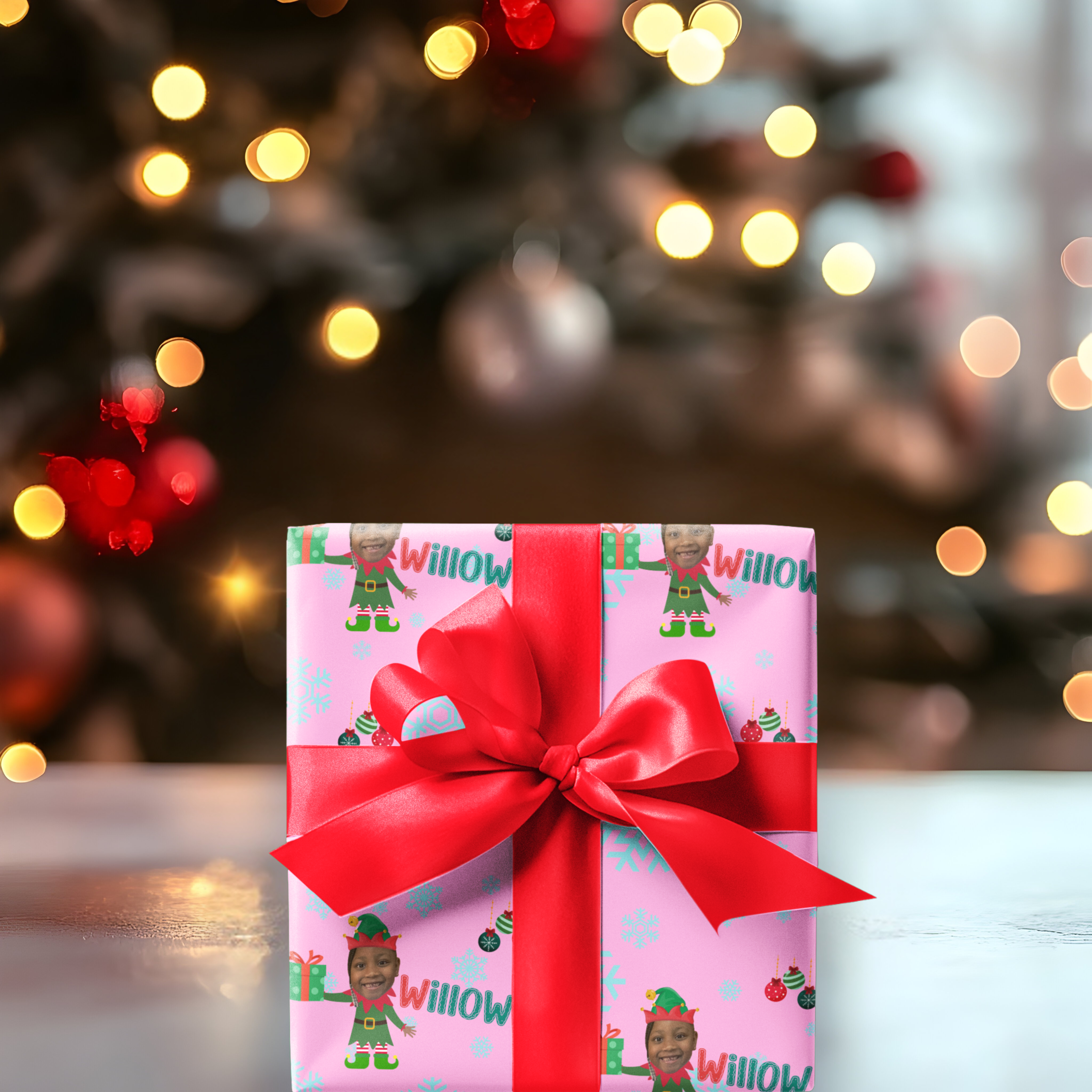 Personalized Elf Photo Wrapping Paper: Christmas Gift Wrap