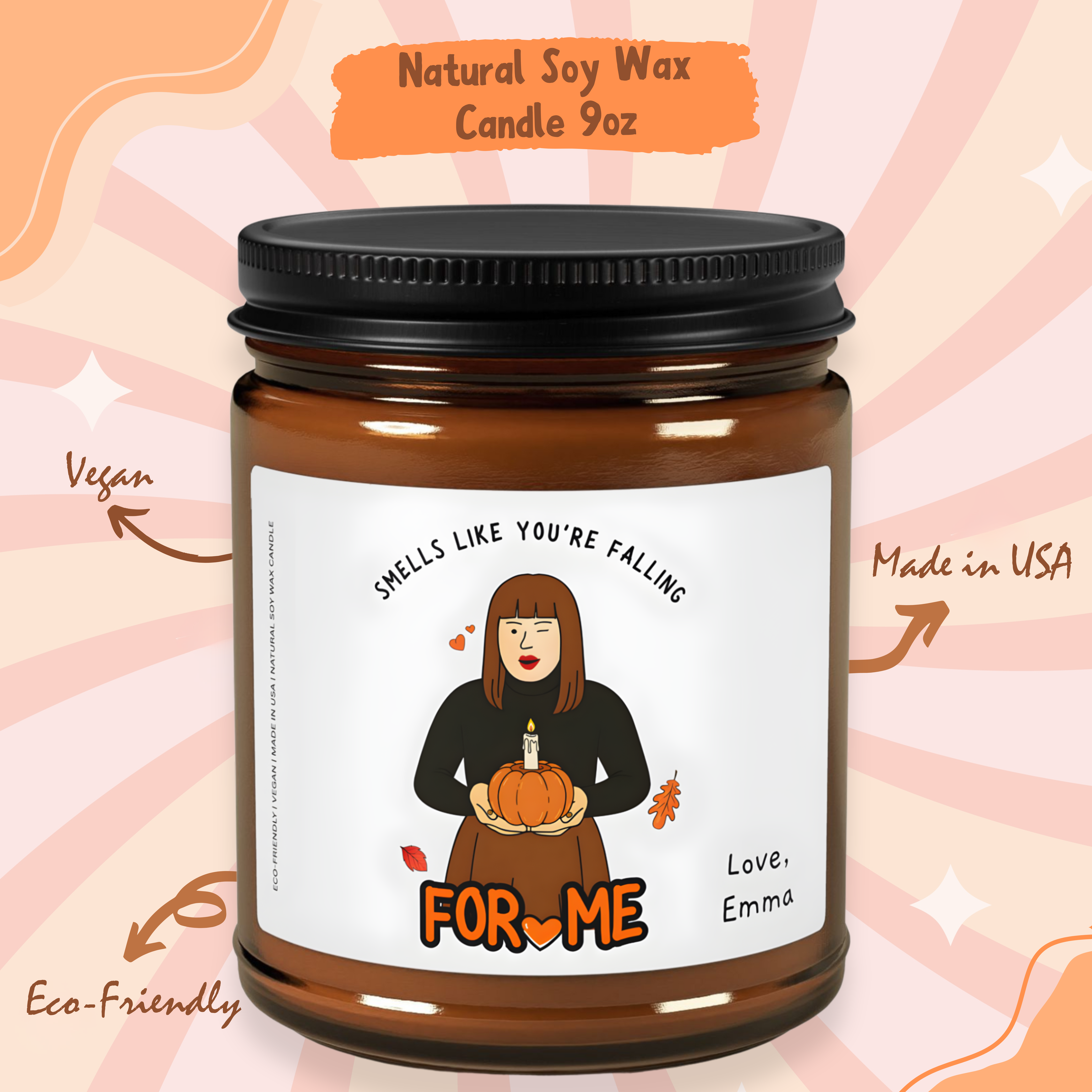 Personalized Funny Fall Candle, Fall Scented Candles, Smells Like You’re Falling for Me, Custom Viral Meme Candle, Cozy Autumn Gift for Him, Gift for Her
