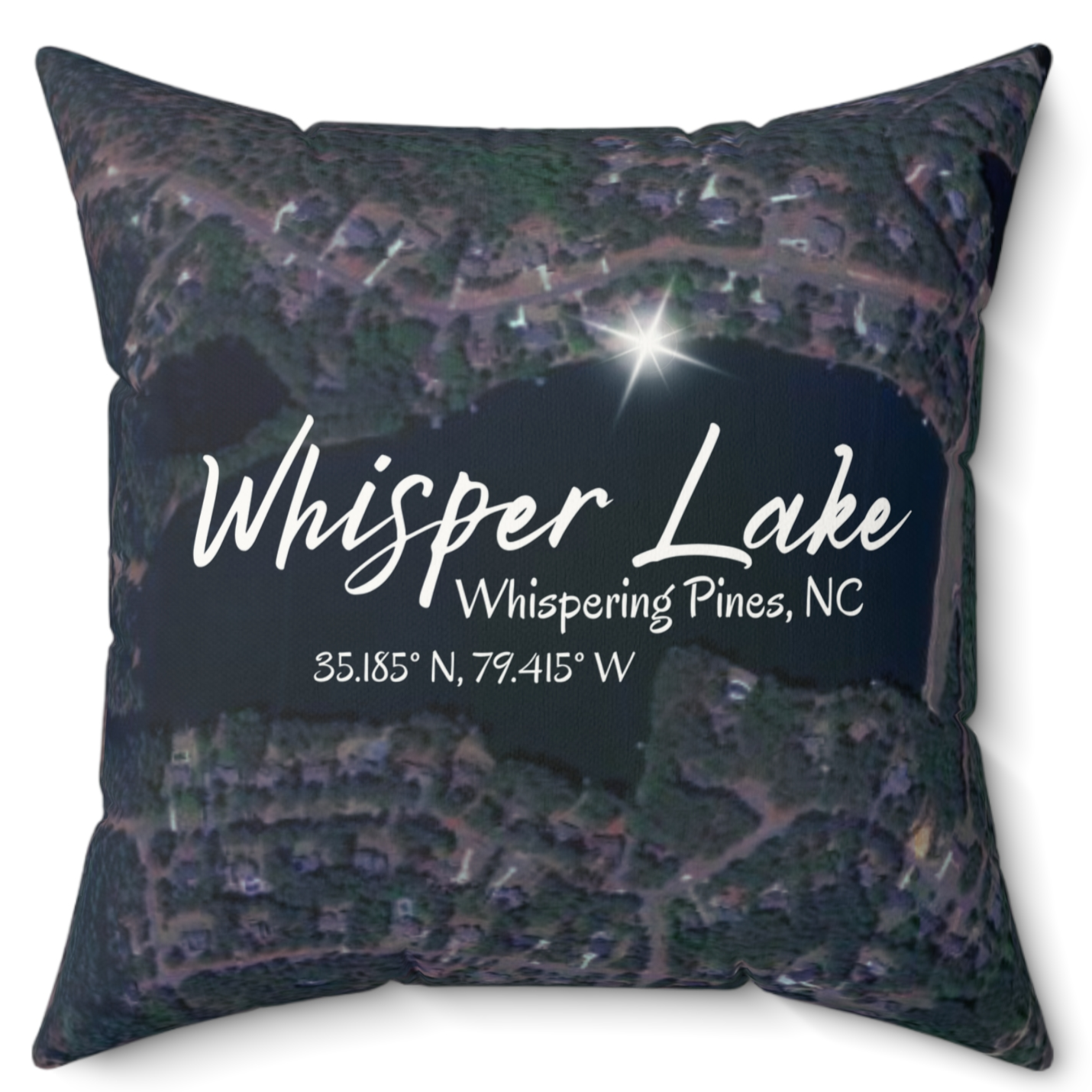 Whisper Lake Pillow, Map with option to personalize GPS coordinates. product thumbnail image Whisper Lake Pillow, Map with option to personalize GPS coordinates. product thumbnail image