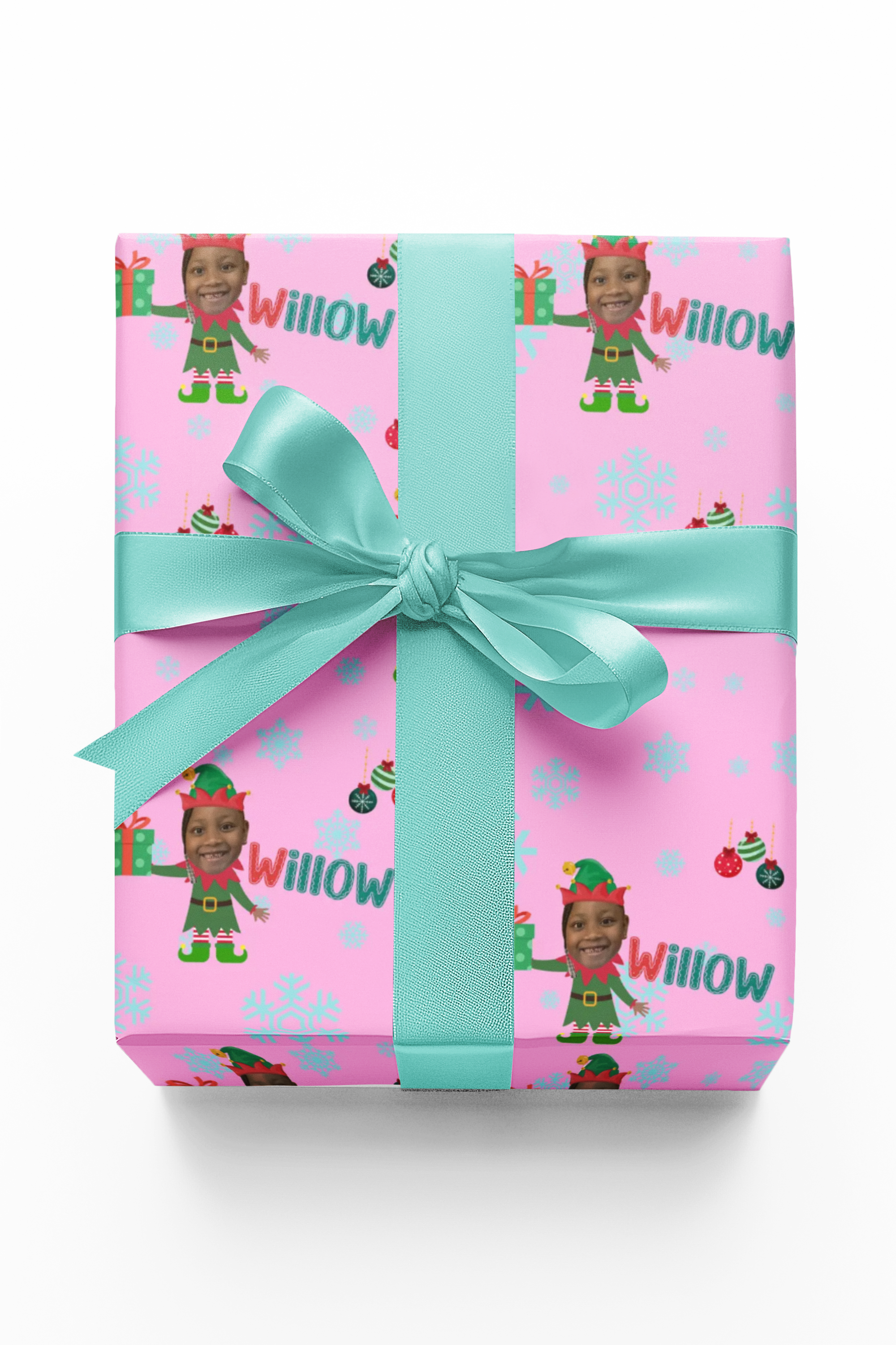 Custom Kid Photo Wrapping Paper | Elf Christmas Wrap | Personalized Face Gift Wrap | Gift &amp; Giggle Co.
