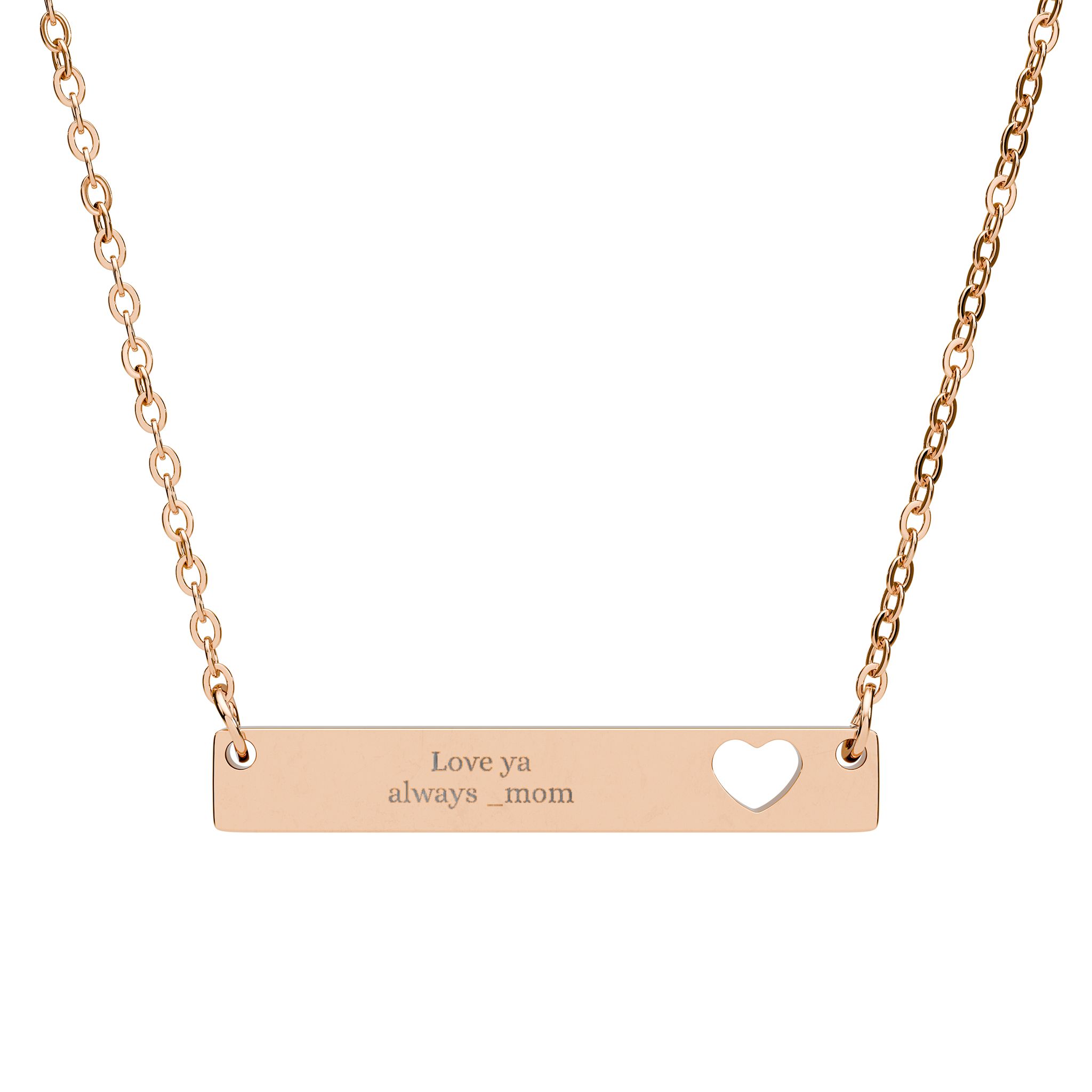 Personalized Heart Cutout Bar Necklace, Engraved Jewelry, 18K Gold, Special's Day, Weddings Anniversary Birthdays Bar Jewelry, Custom Texts Necklaces product thumbnail image Personalized Heart Cutout Bar Necklace, Engraved Jewelry, 18K Gold, Special's Day, Weddings Anniversary Birthdays Bar Jewelry, Custom Texts Necklaces product thumbnail image