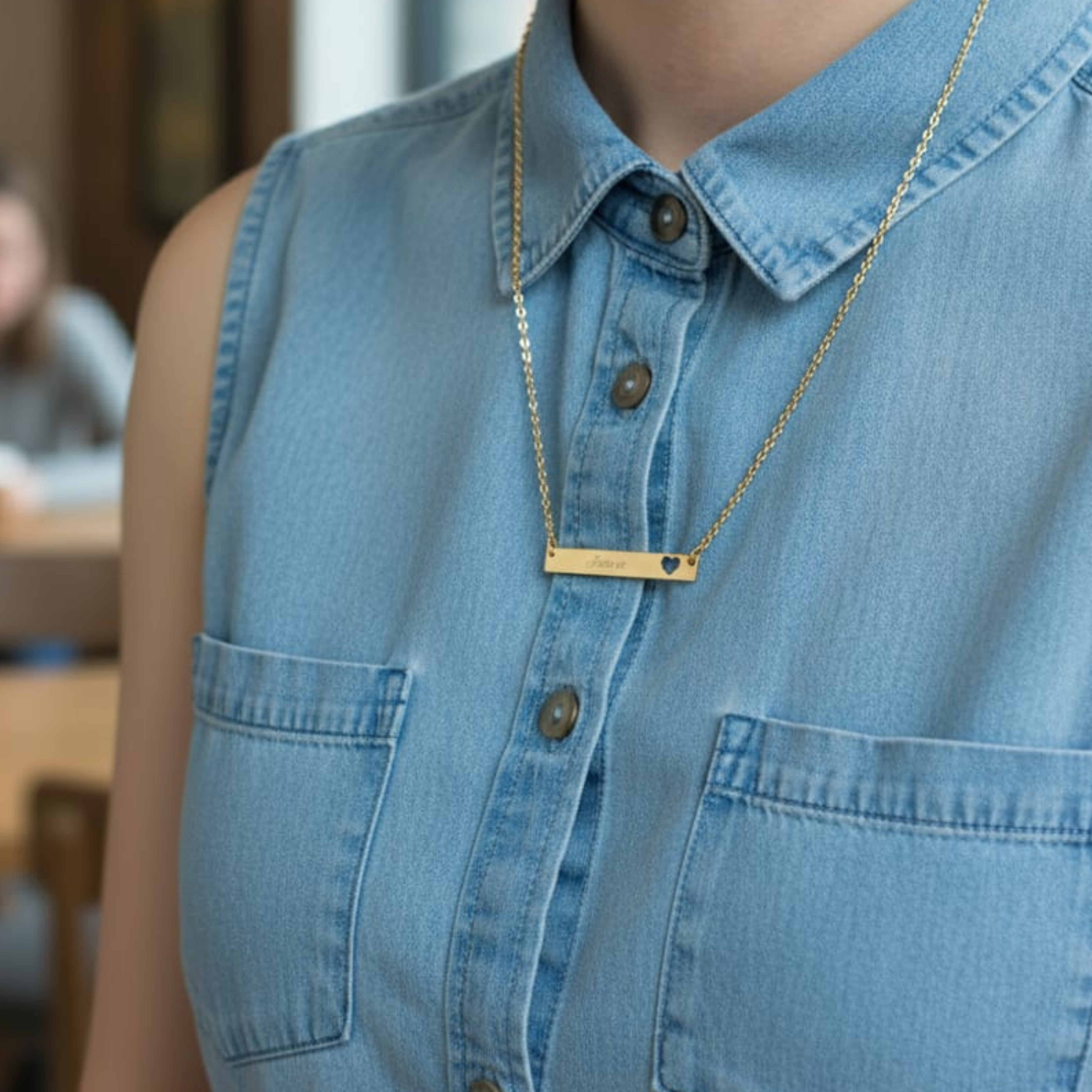 Personalized Heart Cutout Bar Necklace, Engraved Jewelry, 18K Gold, Special's Day, Weddings Anniversary Birthdays Bar Jewelry, Custom Texts Necklaces product thumbnail image Personalized Heart Cutout Bar Necklace, Engraved Jewelry, 18K Gold, Special's Day, Weddings Anniversary Birthdays Bar Jewelry, Custom Texts Necklaces product thumbnail image