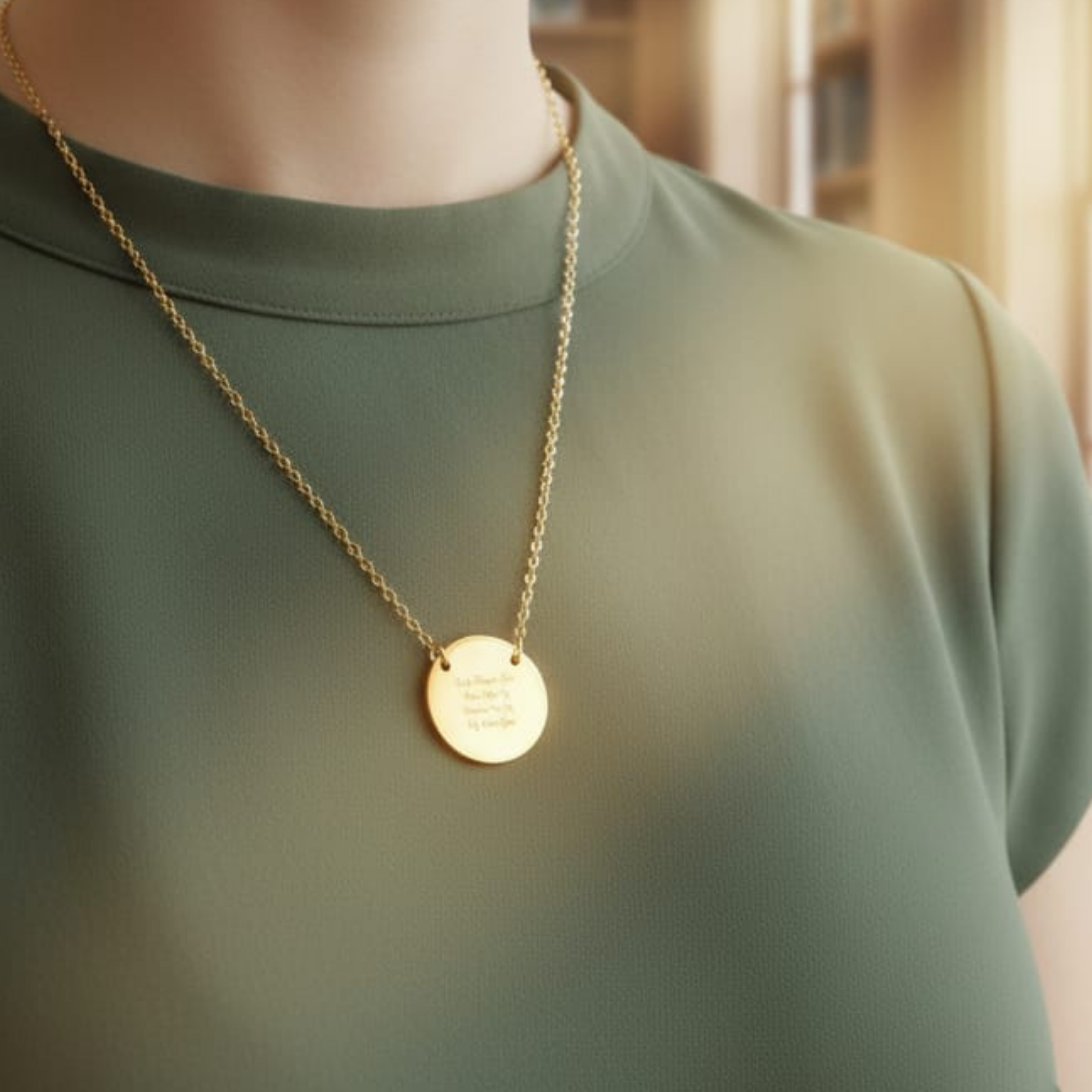 Personalized Engraving Circle Necklace, 18K Gold, Aesthetic Jewelry, Trendy Accessories, Hypoallergenic Necklace, Weddings Birthdays Anniversary Gift ideas for Her product thumbnail image