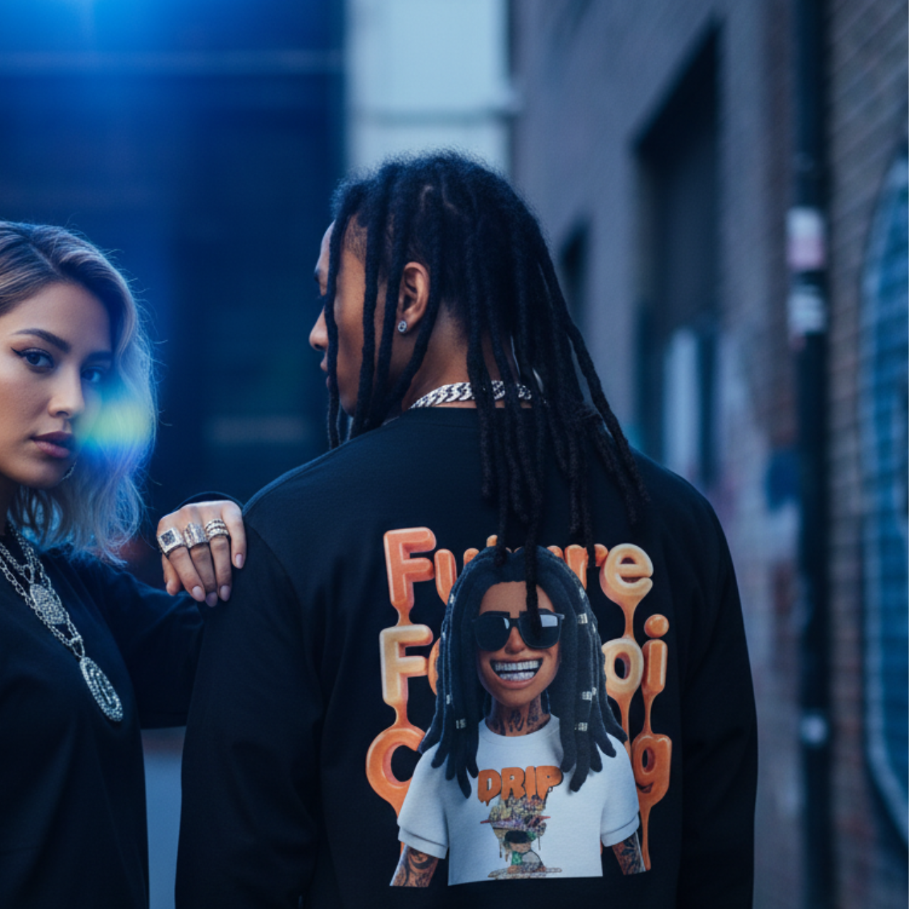 Future FatBoi Back 2 Back Graphic Tee, Unisex Long Sleeve Shirt, Trendy Streetwear, Hip Hop Style, Perfect Gift for Cool Friends