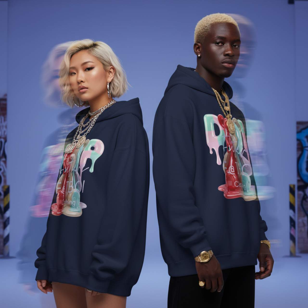 Colorful Drip Bear Hoodie product thumbnail image