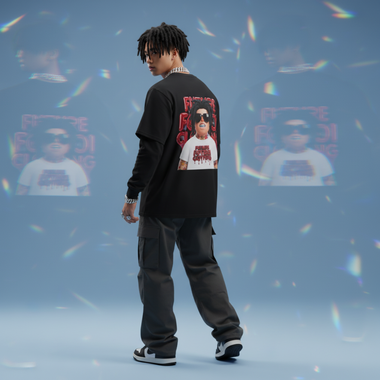 Future Fatboi Clothing Back 2 Back Long Sleeve Tee, Trendy Unisex Shirt, Streetwear, Casual Style, Gift for Fashion Lovers, Cool Graphic Tee product thumbnail image