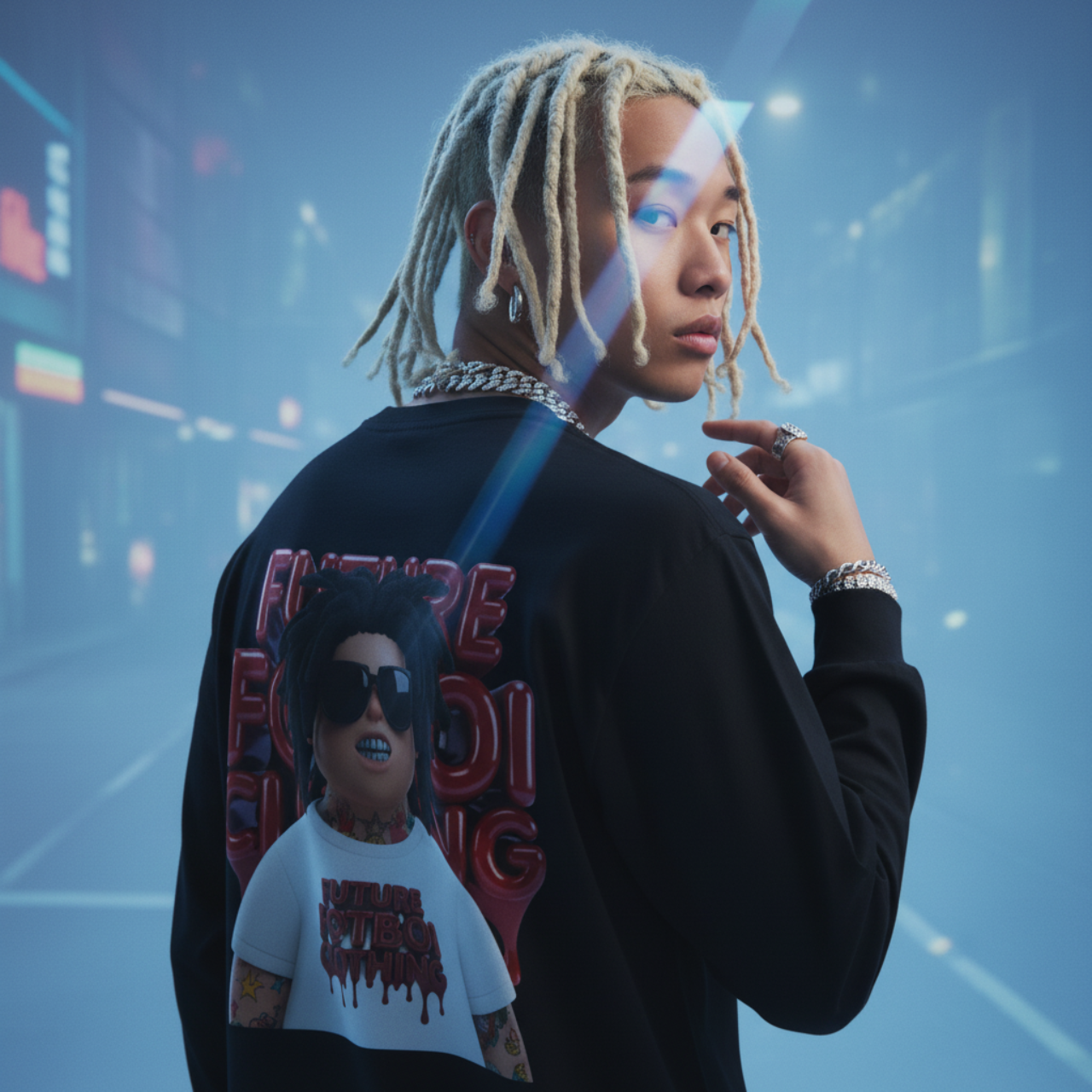 Future Fatboi Clothing Back 2 Back Long Sleeve Tee, Trendy Unisex Shirt, Streetwear, Casual Style, Gift for Fashion Lovers, Cool Graphic Tee product thumbnail image