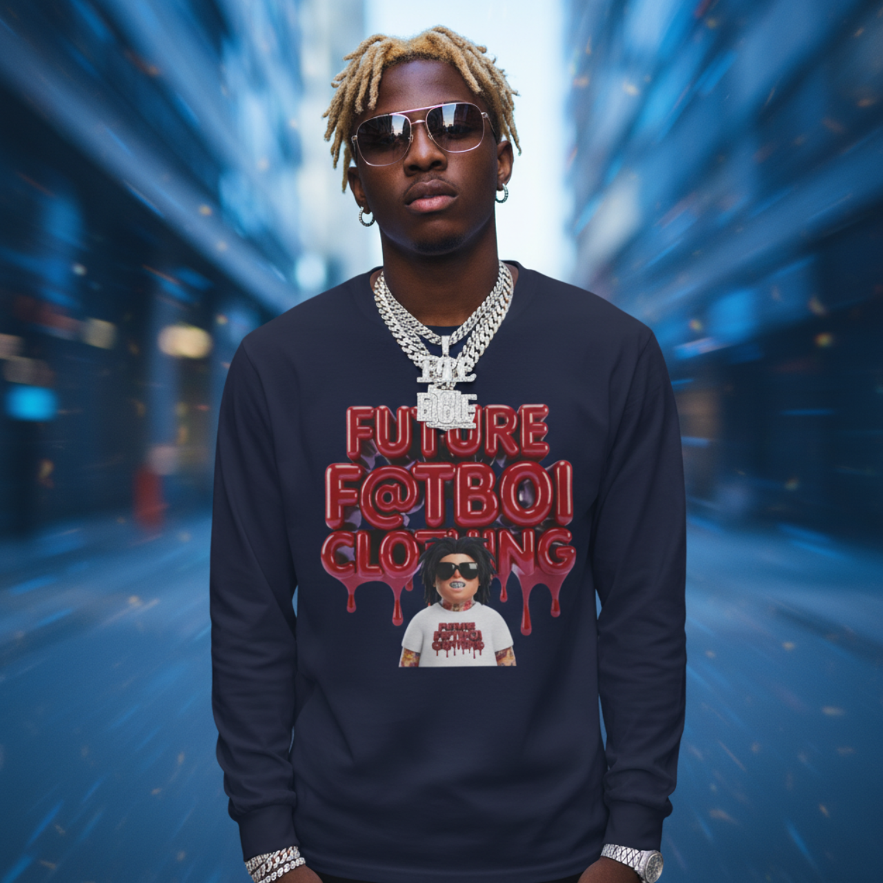 Future FatBoi Back 2 Back Long Sleeve Tee | Trendy Streetwear, Unisex Gift, Unique Graphic Shirt, Cool Layering Piece, Summer Chillwear product thumbnail image Future FatBoi Back 2 Back Long Sleeve Tee | Trendy Streetwear, Unisex Gift, Unique Graphic Shirt, Cool Layering Piece, Summer Chillwear product thumbnail image