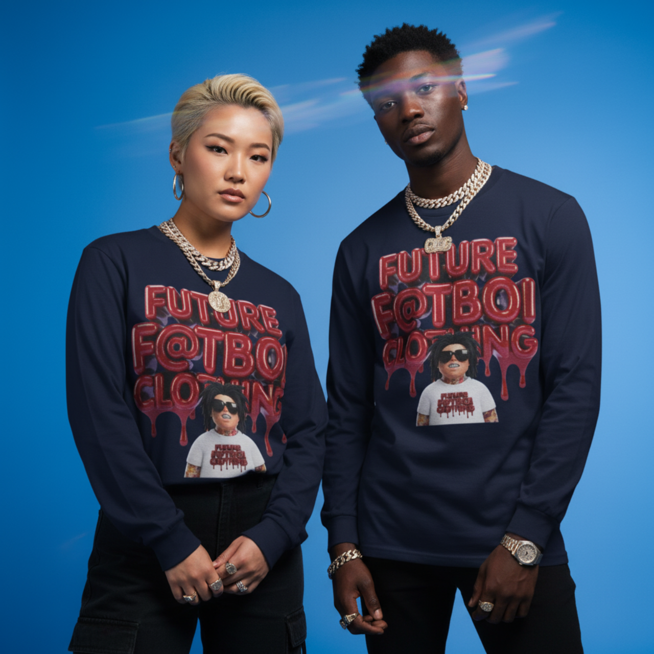 Future FatBoi Back 2 Back Long Sleeve Tee | Trendy Streetwear, Unisex Gift, Unique Graphic Shirt, Cool Layering Piece, Summer Chillwear product thumbnail image Future FatBoi Back 2 Back Long Sleeve Tee | Trendy Streetwear, Unisex Gift, Unique Graphic Shirt, Cool Layering Piece, Summer Chillwear product thumbnail image