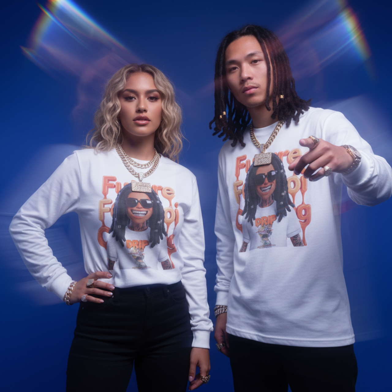 Future Fashion Back 2 Back Long Sleeve Tee, Trendy Unisex Shirt, Urban Streetwear, Gift for Fashion Enthusiasts, Casual Wear, Celebrating Individuality product thumbnail image