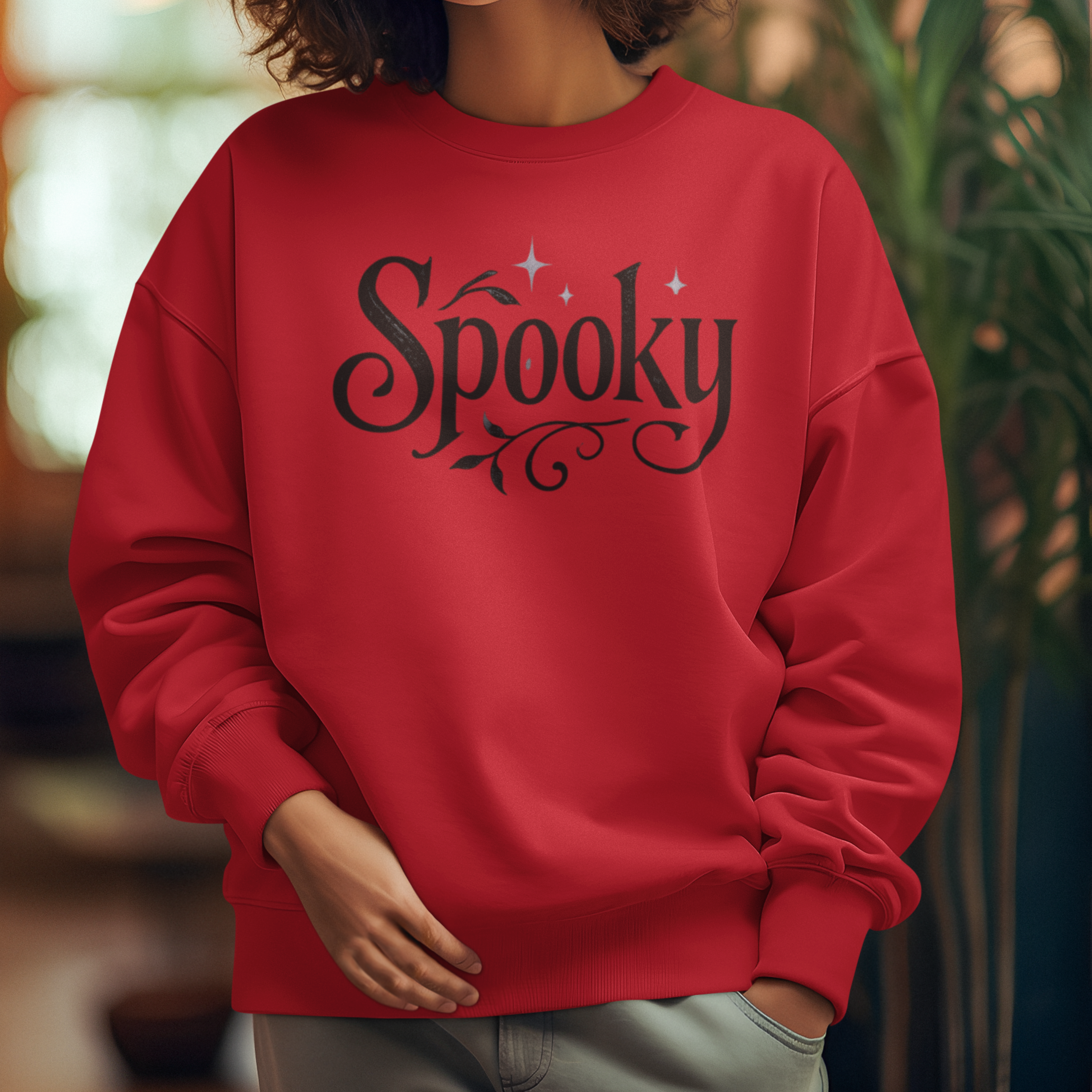 Spooky Halloween Sweatshirt – Cozy Fall Crewneck for Women &amp; Men | Aesthetic Halloween Outfit | Gothic Fall Sweater | Gift for Her product thumbnail image