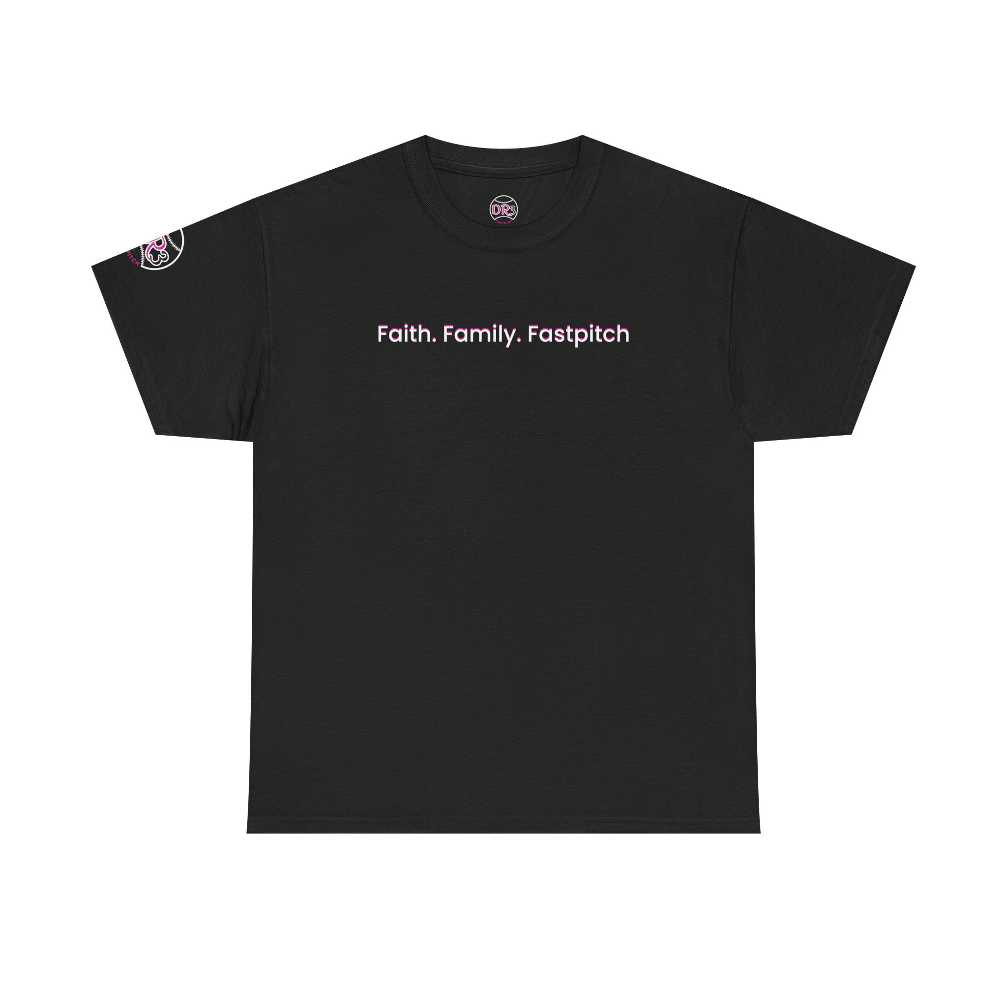 Faith, Family, Fastpitch DR3 Unisex Cotton Tee | Soft Sports Tee, Gift for Softball Players, Family Bond, Casual Wear, Everyday Style product thumbnail image