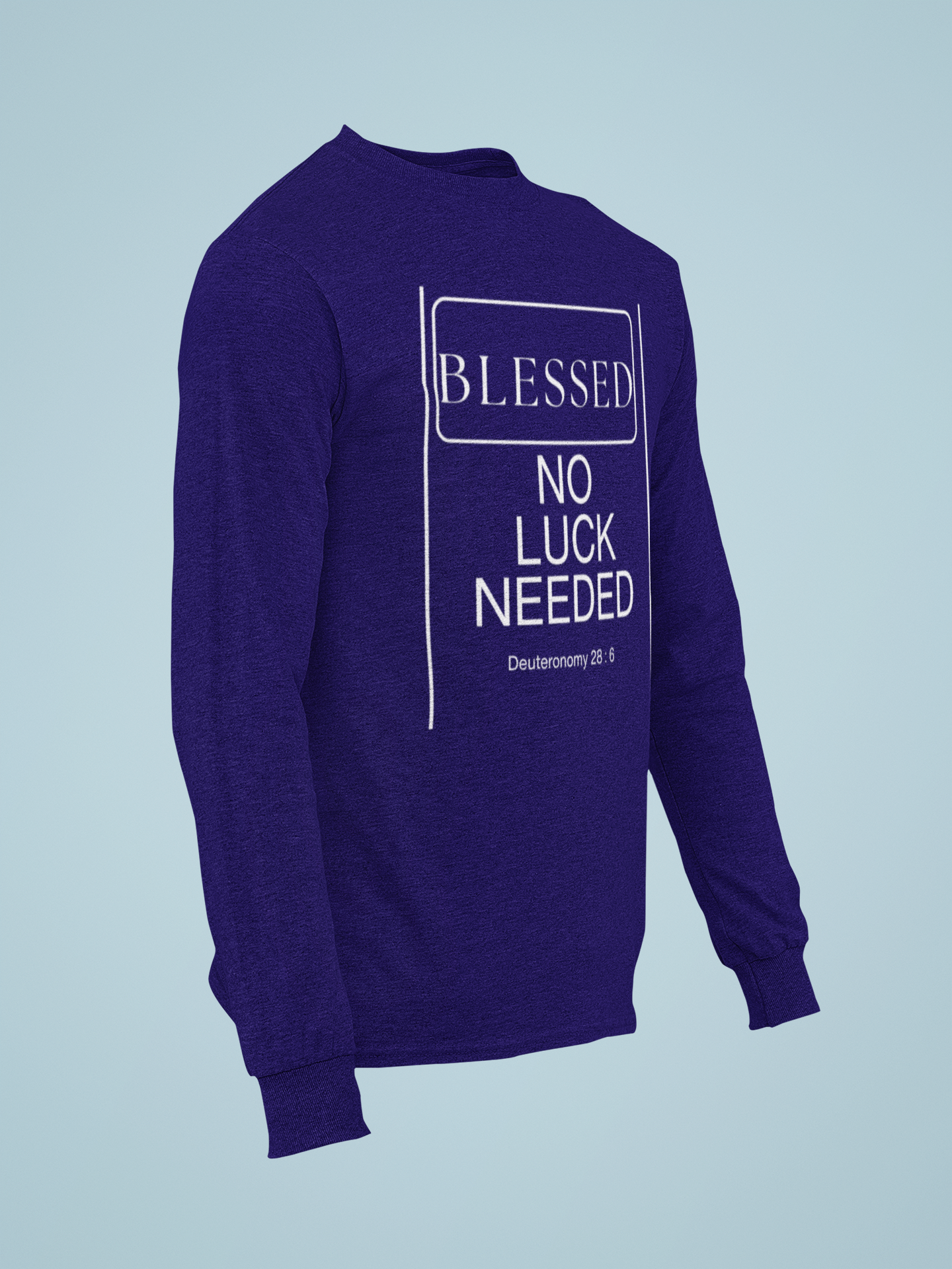"Blessed Not Lucky" Faith Design Long Sleeve Tee - Unisex Cotton Shirt  product thumbnail image