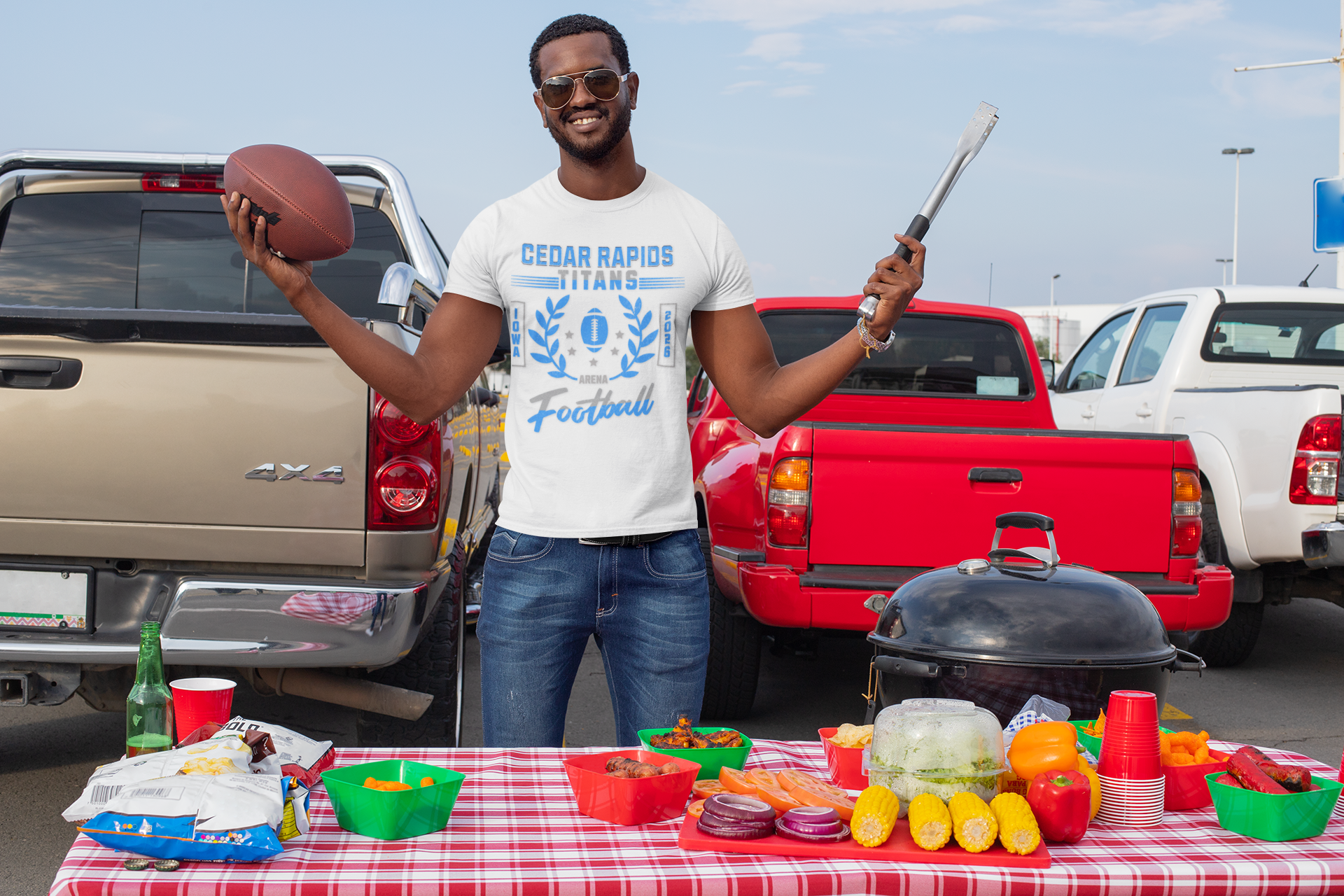 Football Tee, Cedar Rapids Titans Unisex Cotton Shirt - Game Day Apparel &amp; Sports Gift product thumbnail image
