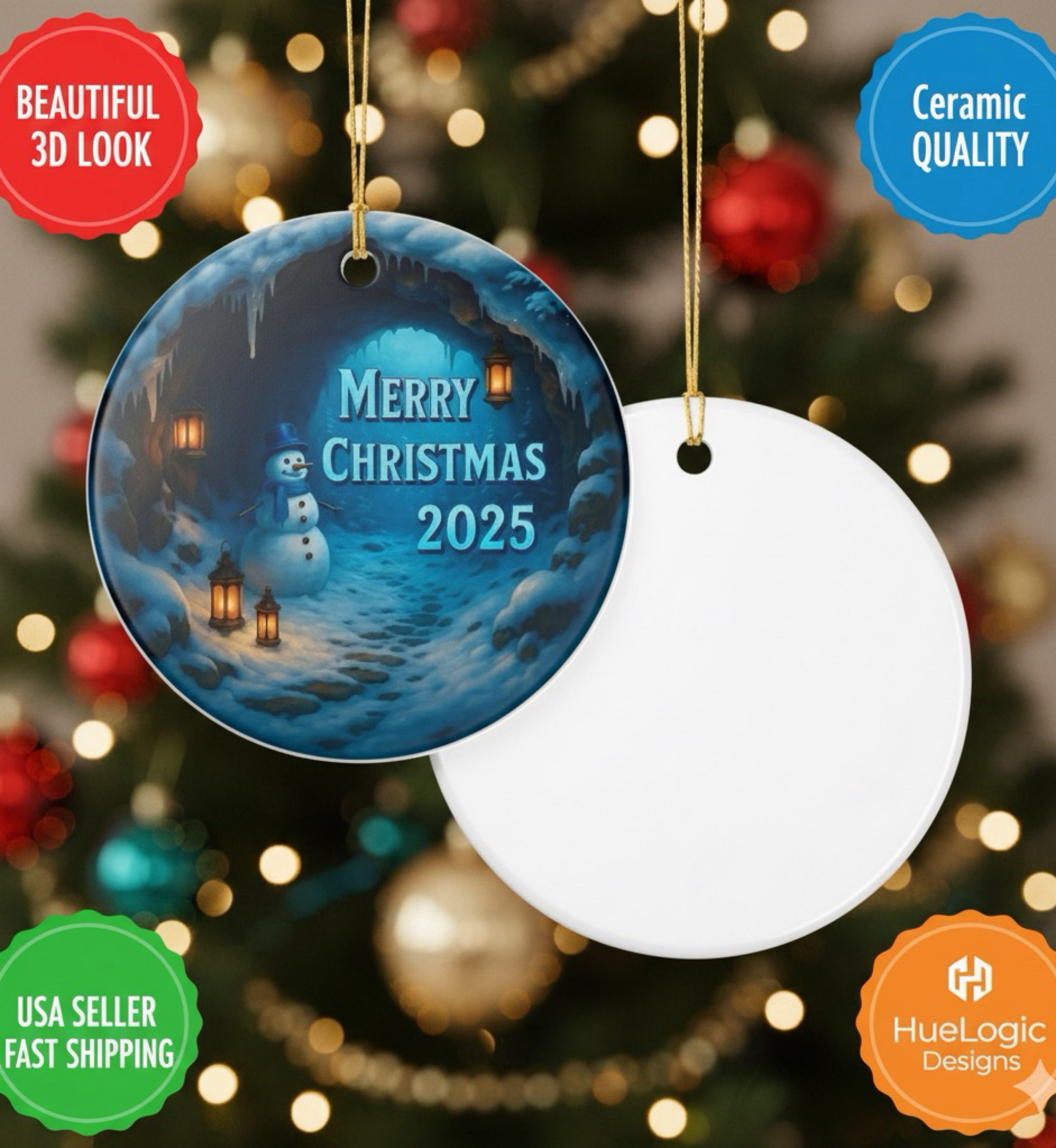 Merry Christmas Faux 3D Ceramic Keepsake Ornament Holiday Tree Decoration product thumbnail image Merry Christmas Faux 3D Ceramic Keepsake Ornament Holiday Tree Decoration product thumbnail image