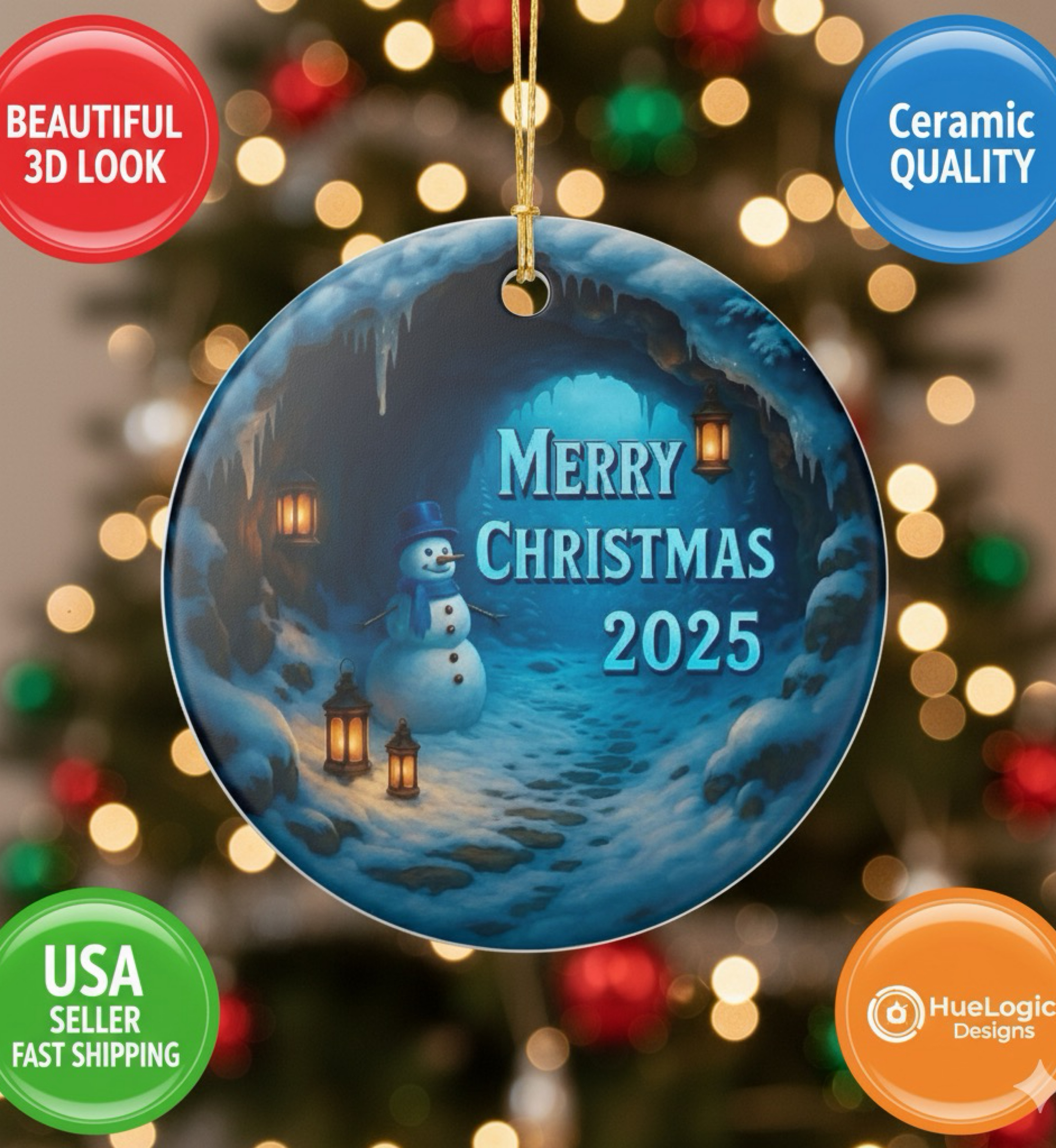 Merry Christmas Faux 3D Ceramic Keepsake Ornament Holiday Tree Decoration product thumbnail image Merry Christmas Faux 3D Ceramic Keepsake Ornament Holiday Tree Decoration product thumbnail image