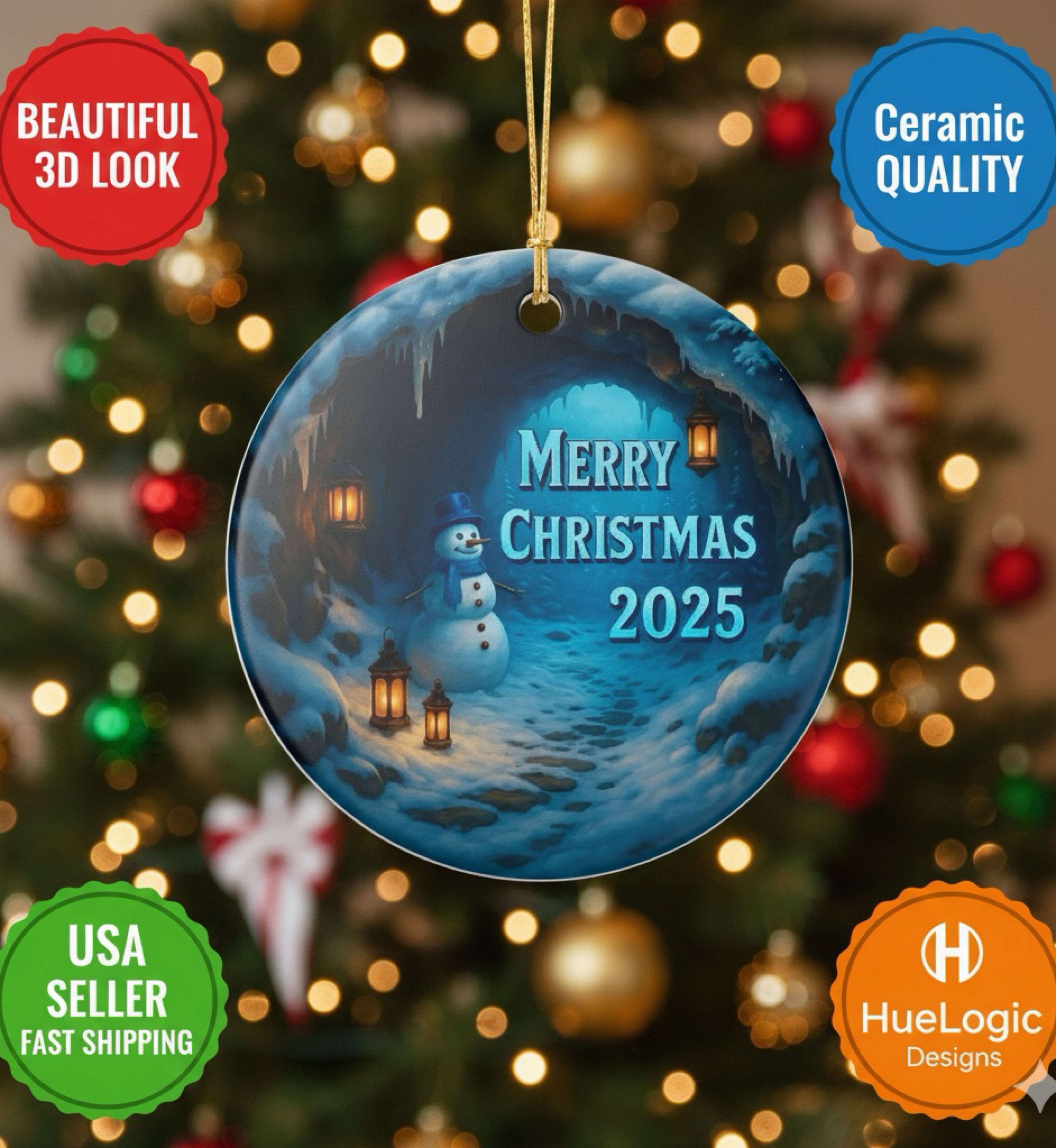 Merry Christmas Faux 3D Ceramic Keepsake Ornament Holiday Tree Decoration product thumbnail image Merry Christmas Faux 3D Ceramic Keepsake Ornament Holiday Tree Decoration product thumbnail image