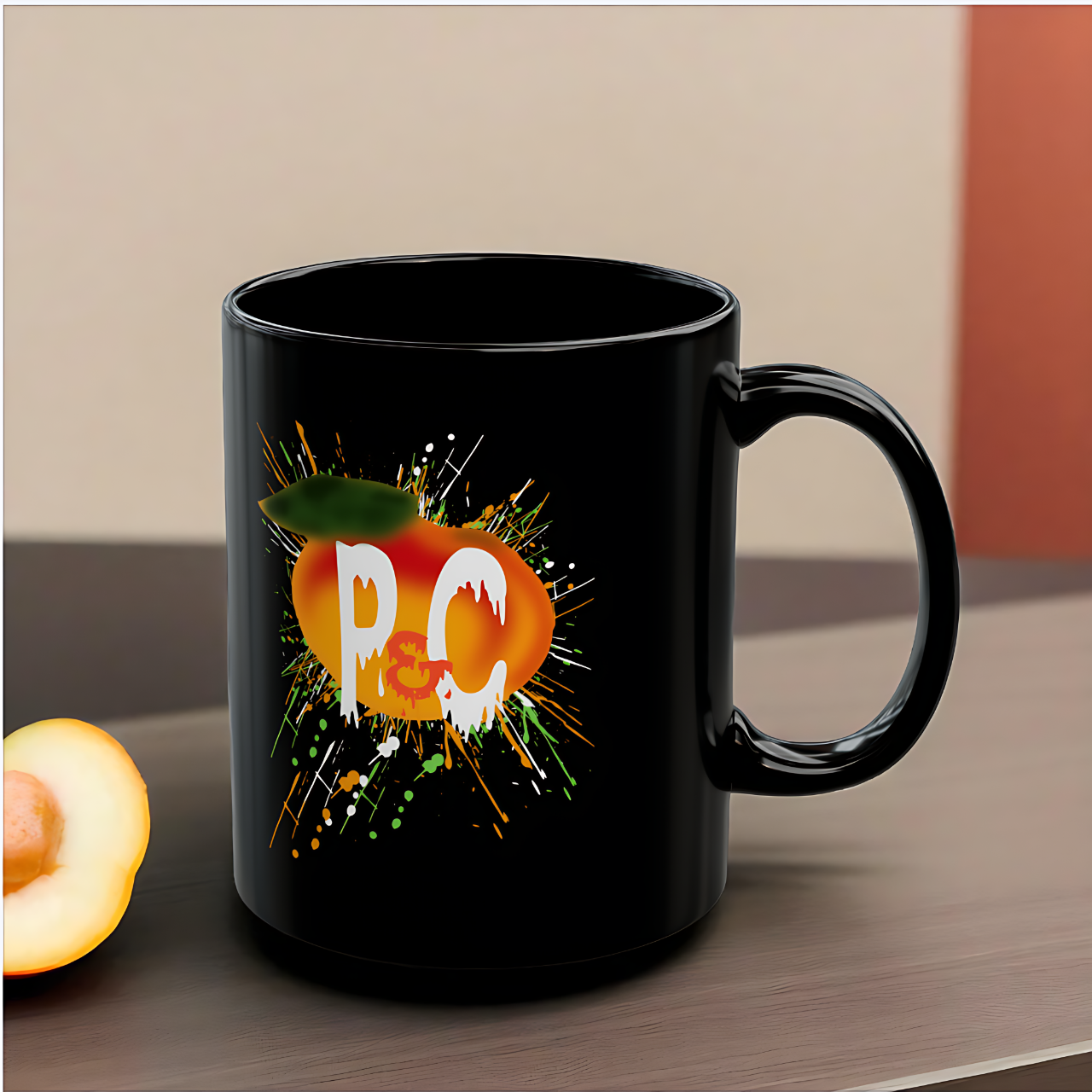 P &amp; C Signature Splash Colors (Black) 11oz Black Mug product thumbnail image