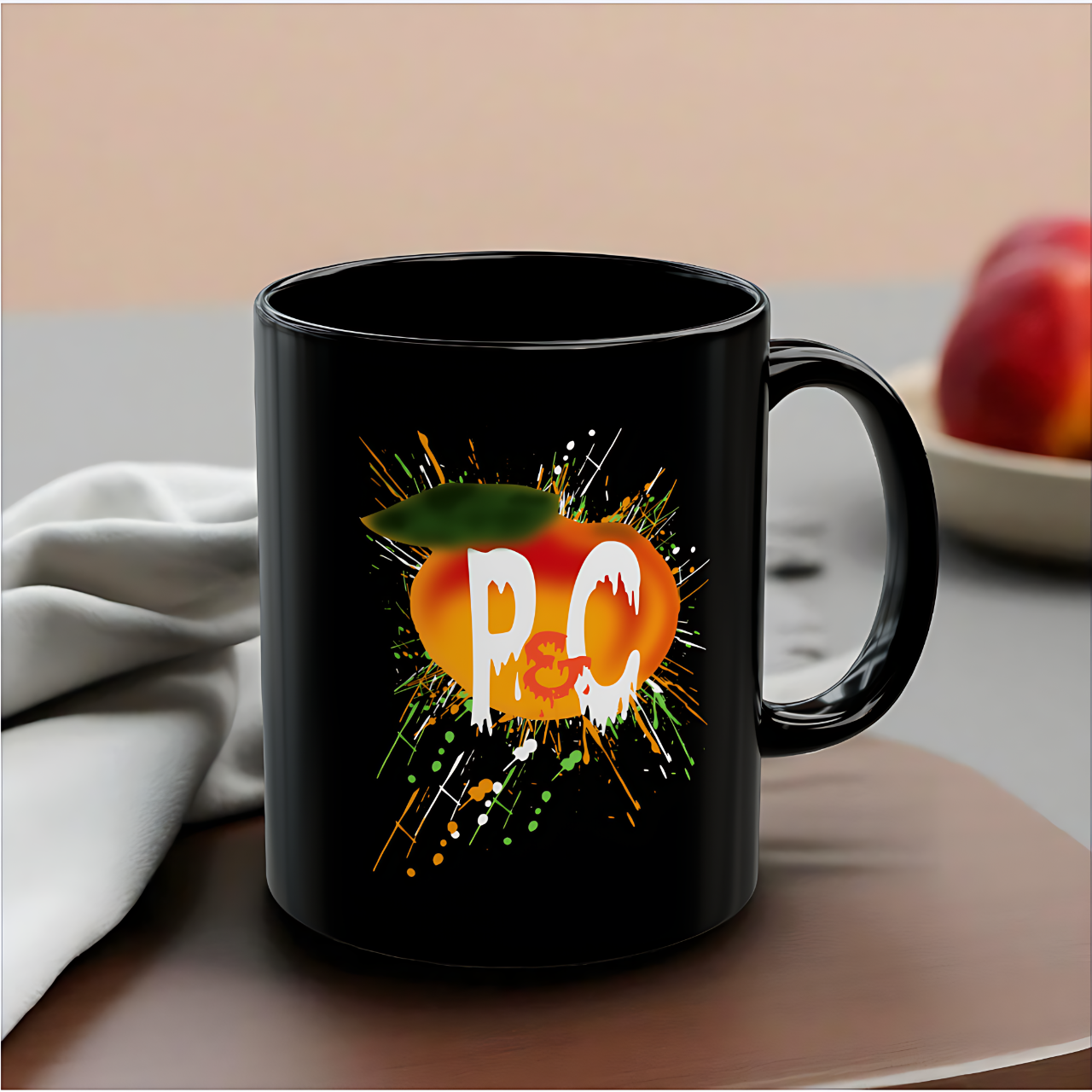 P &amp; C Signature Splash Colors (Black) 11oz Black Mug