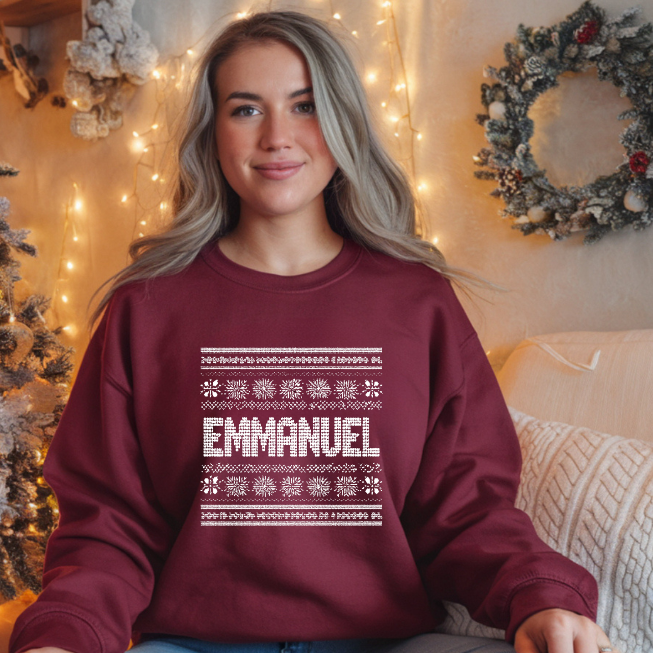 Emmanuel Gildan Unisex Christmas Crewneck Sweatshirt |Christian Holiday Gift product thumbnail image