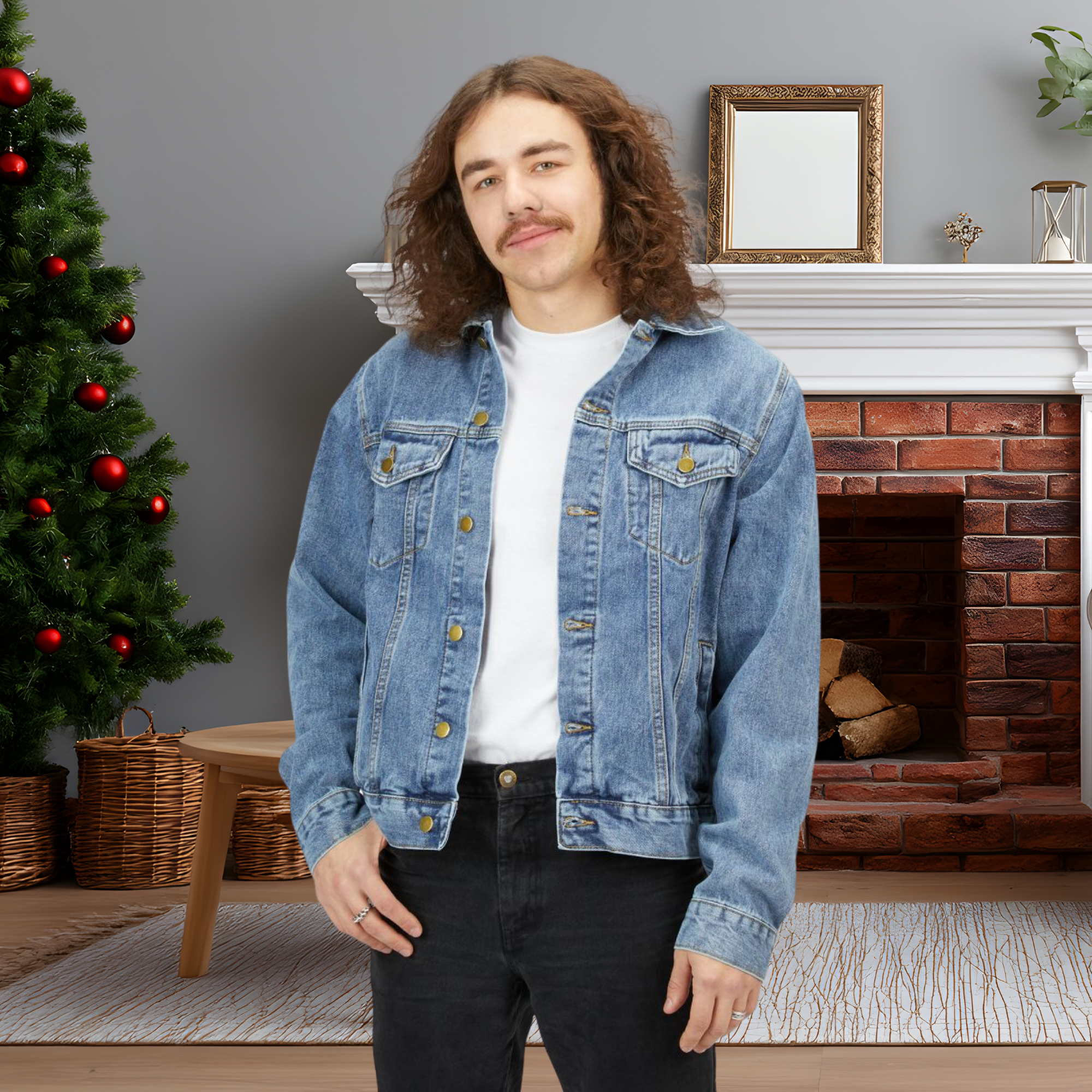 Freedom And Faith Patriotic Denim Jacket American Flag Cross Heart Design | Inspirational Men’s Jean Jacket | Faith & Freedom Gift for Him product thumbnail image Freedom And Faith Patriotic Denim Jacket American Flag Cross Heart Design | Inspirational Men’s Jean Jacket | Faith & Freedom Gift for Him product thumbnail image