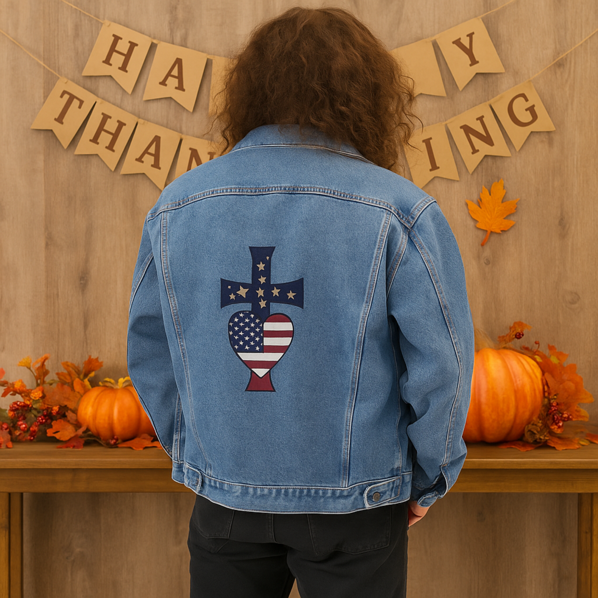 Freedom And Faith Patriotic Denim Jacket American Flag Cross Heart Design | Inspirational Men’s Jean Jacket | Faith & Freedom Gift for Him Freedom And Faith Patriotic Denim Jacket American Flag Cross Heart Design | Inspirational Men’s Jean Jacket | Faith & Freedom Gift for Him
