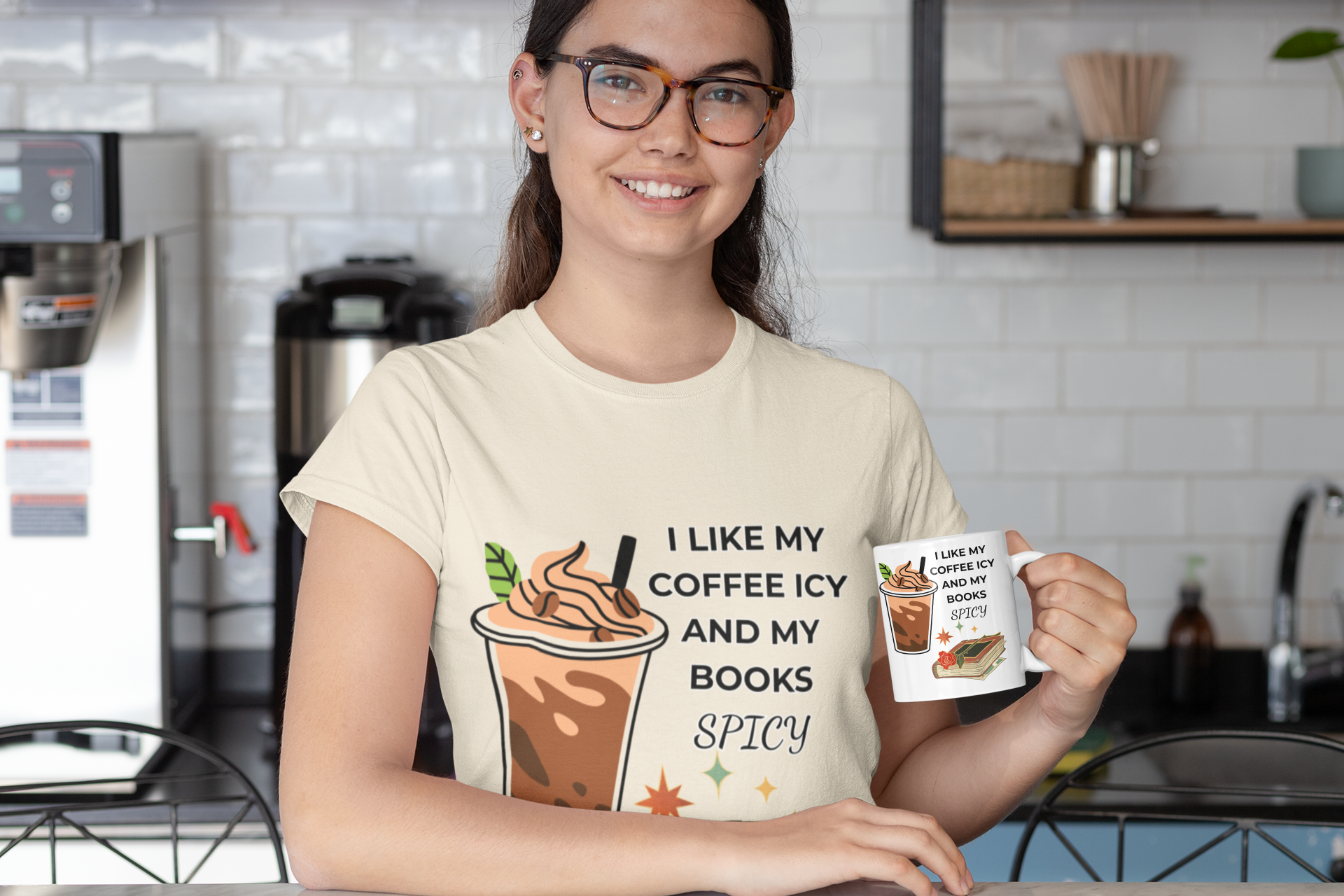 Spicy Coffee Lovers T-Shirt, Book Lover Gift, Reading Tee, Summer Shirt, Cozy Casual Wear product thumbnail image