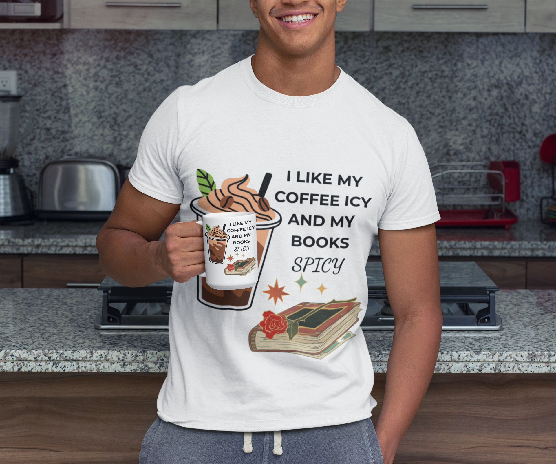 Spicy Coffee Lovers T-Shirt, Book Lover Gift, Reading Tee, Summer Shirt, Cozy Casual Wear product thumbnail image Spicy Coffee Lovers T-Shirt, Book Lover Gift, Reading Tee, Summer Shirt, Cozy Casual Wear product thumbnail image