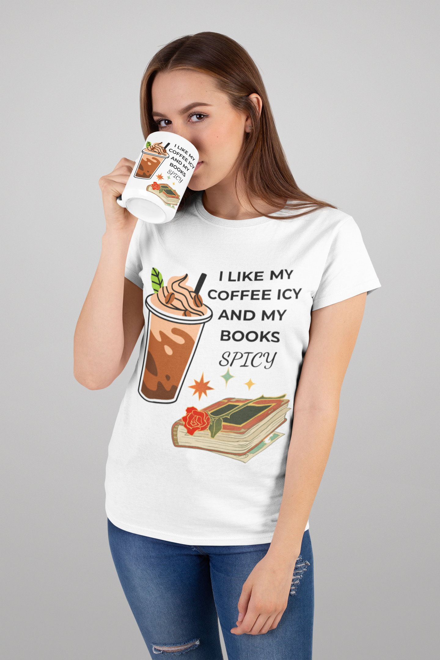 Spicy Coffee Lovers T-Shirt, Book Lover Gift, Reading Tee, Summer Shirt, Cozy Casual Wear product thumbnail image