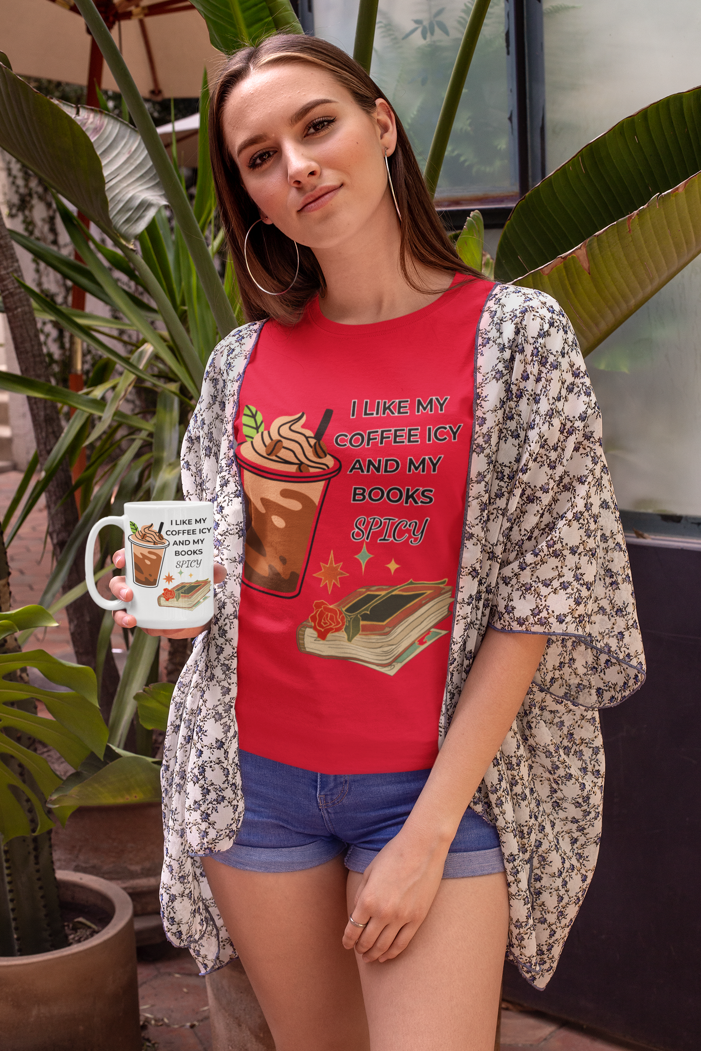 Spicy Coffee Lovers T-Shirt, Book Lover Gift, Reading Tee, Summer Shirt, Cozy Casual Wear product thumbnail image