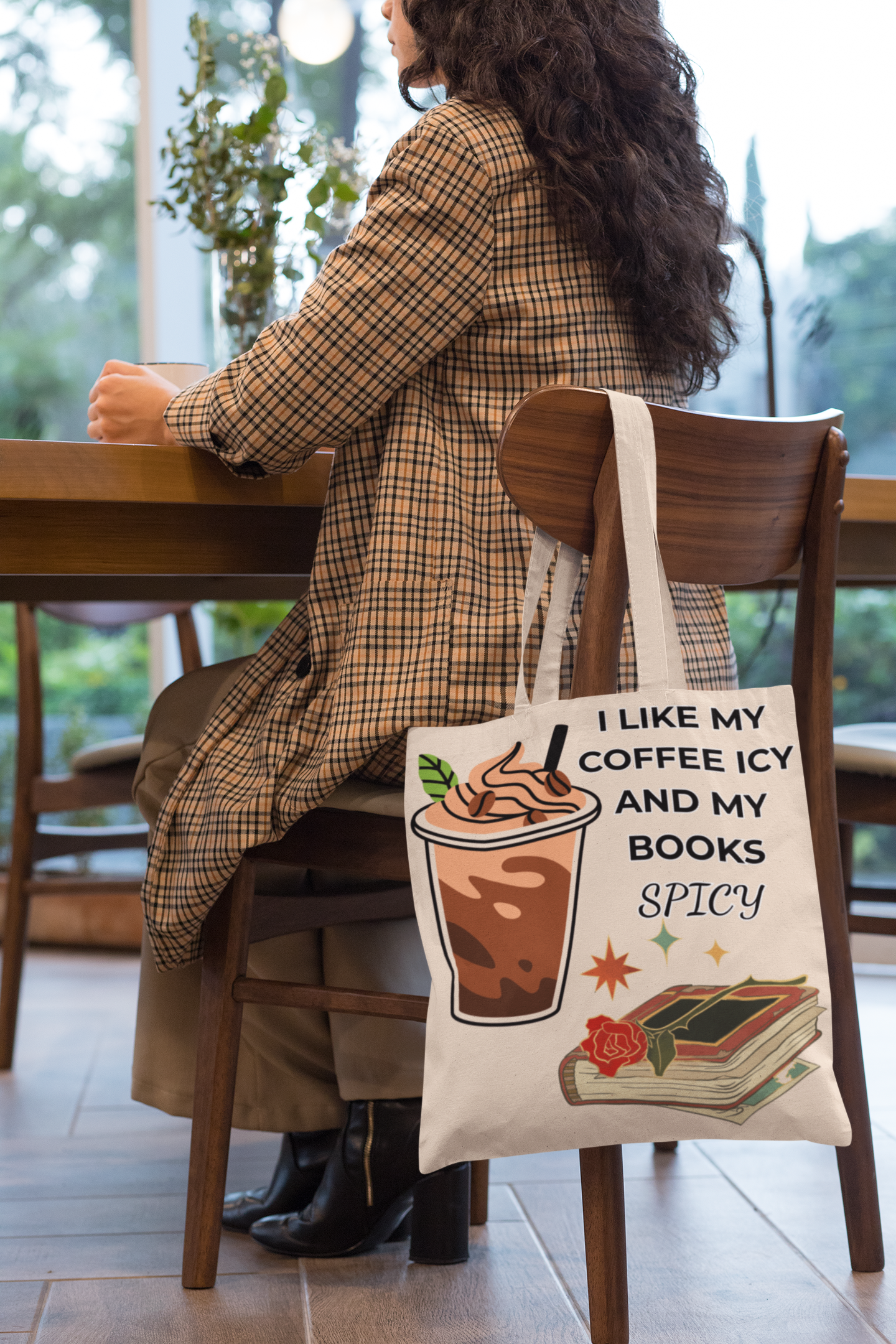 Spicy Coffee & Books Tote Bag, Book Lover Gift, Coffee Enthusiast Accessory, Shopping Tote, Literary Humor Bag product thumbnail image Spicy Coffee & Books Tote Bag, Book Lover Gift, Coffee Enthusiast Accessory, Shopping Tote, Literary Humor Bag product thumbnail image