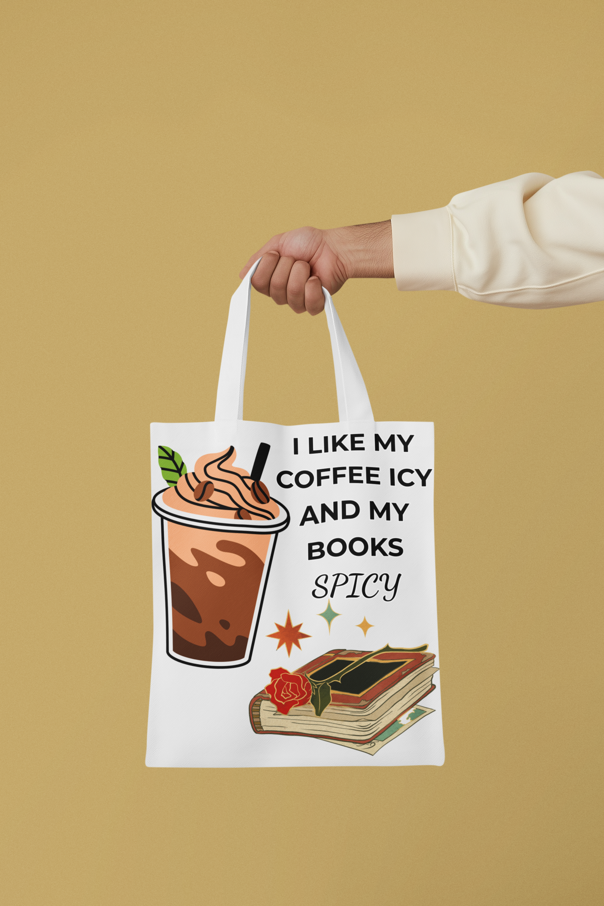 Spicy Coffee & Books Tote Bag, Book Lover Gift, Coffee Enthusiast Accessory, Shopping Tote, Literary Humor Bag product thumbnail image Spicy Coffee & Books Tote Bag, Book Lover Gift, Coffee Enthusiast Accessory, Shopping Tote, Literary Humor Bag product thumbnail image