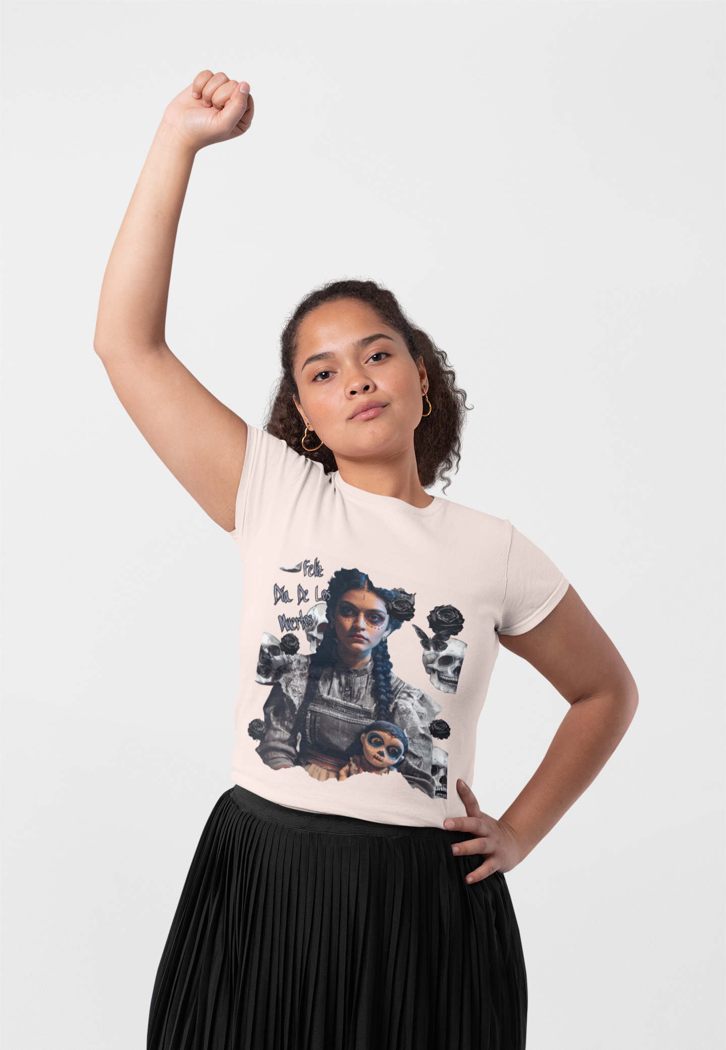 Día De Los Muertos Gothic Art Tee | Darkly Elegant Sugar Skull Girl | Cute, Sassy, and Hauntingly Beautiful product thumbnail image