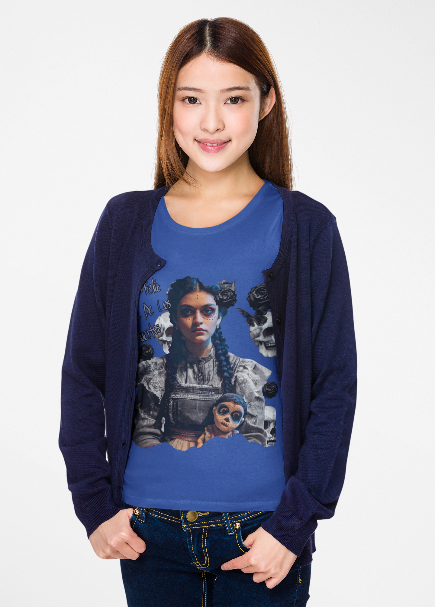 Día De Los Muertos Gothic Art Tee | Darkly Elegant Sugar Skull Girl | Cute, Sassy, and Hauntingly Beautiful product thumbnail image