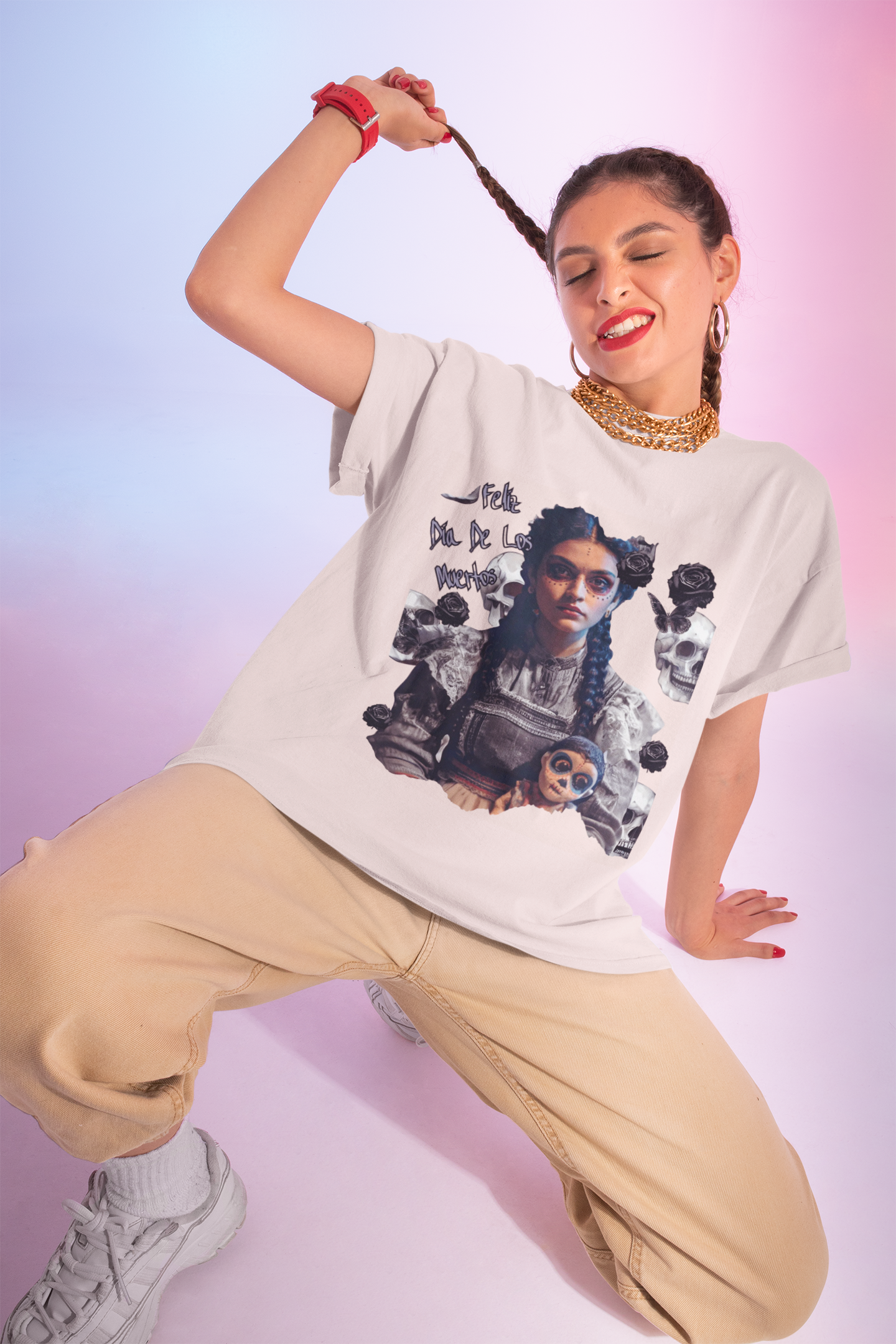 Día De Los Muertos Gothic Art Tee | Darkly Elegant Sugar Skull Girl | Cute, Sassy, and Hauntingly Beautiful product thumbnail image Día De Los Muertos Gothic Art Tee | Darkly Elegant Sugar Skull Girl | Cute, Sassy, and Hauntingly Beautiful product thumbnail image