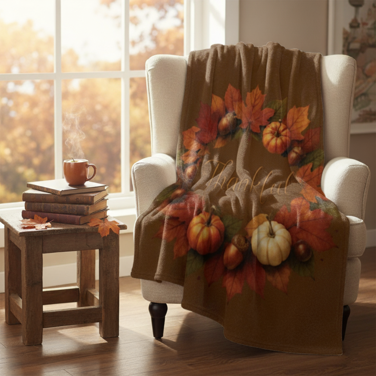 Thankful Fall Velveteen Microfiber Blanket product thumbnail image Thankful Fall Velveteen Microfiber Blanket product thumbnail image