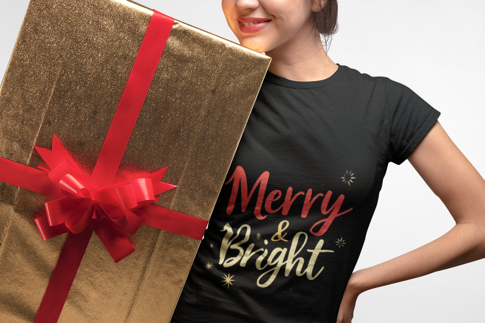 Cotton 'Merry & Bright' Unisex T-Shirt. product thumbnail image Cotton 'Merry & Bright' Unisex T-Shirt. product thumbnail image