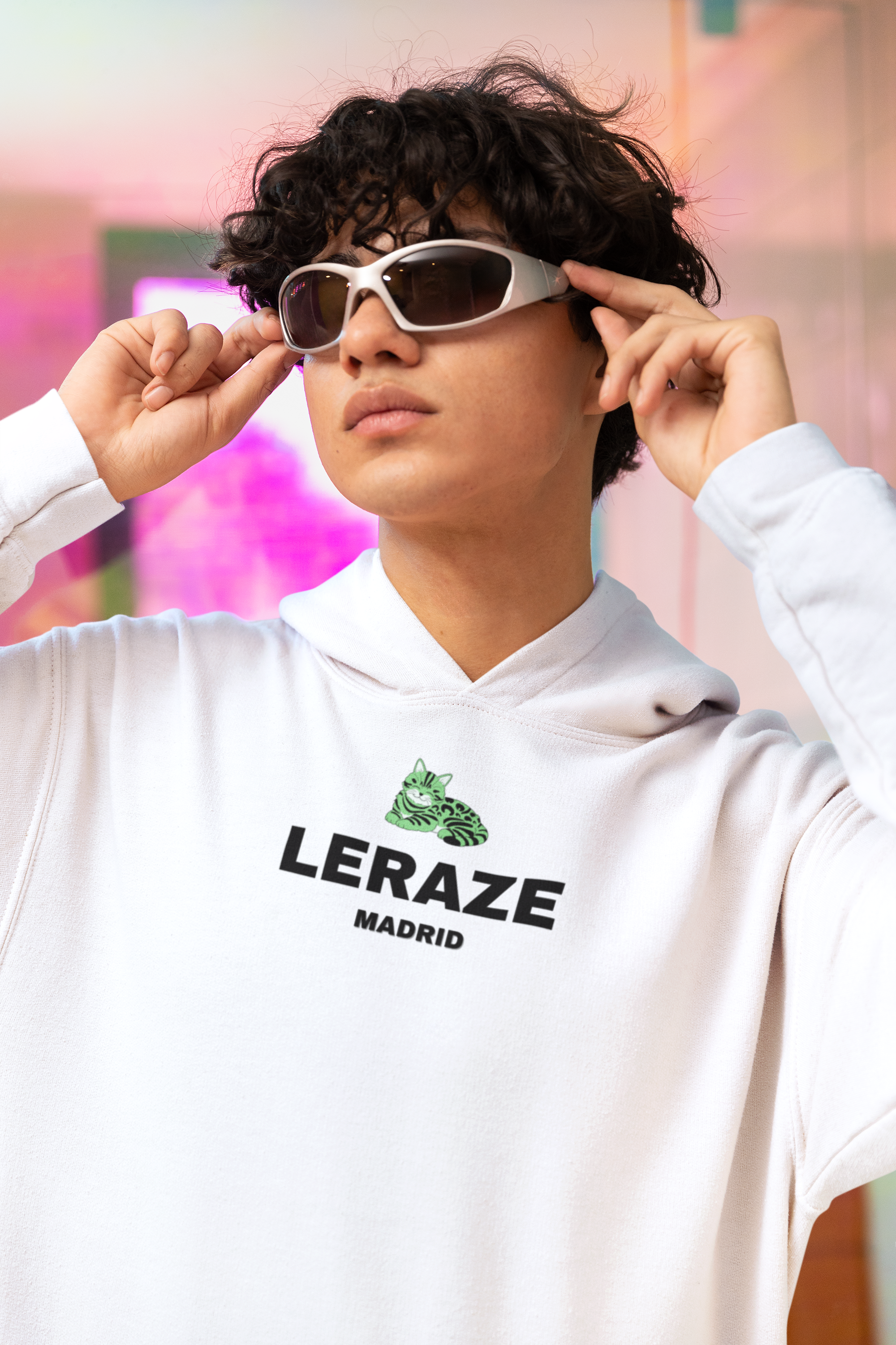 Unisex Hooded Long Sleeve Tee -Leraze Cat Design Limited Edition Madrid product thumbnail image