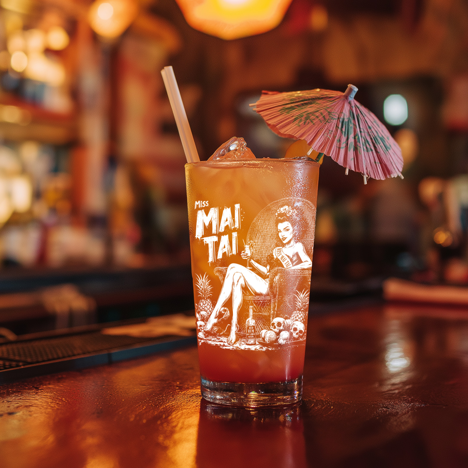 MISS MAI TAI Monster Mixologists - 16oz Glass 