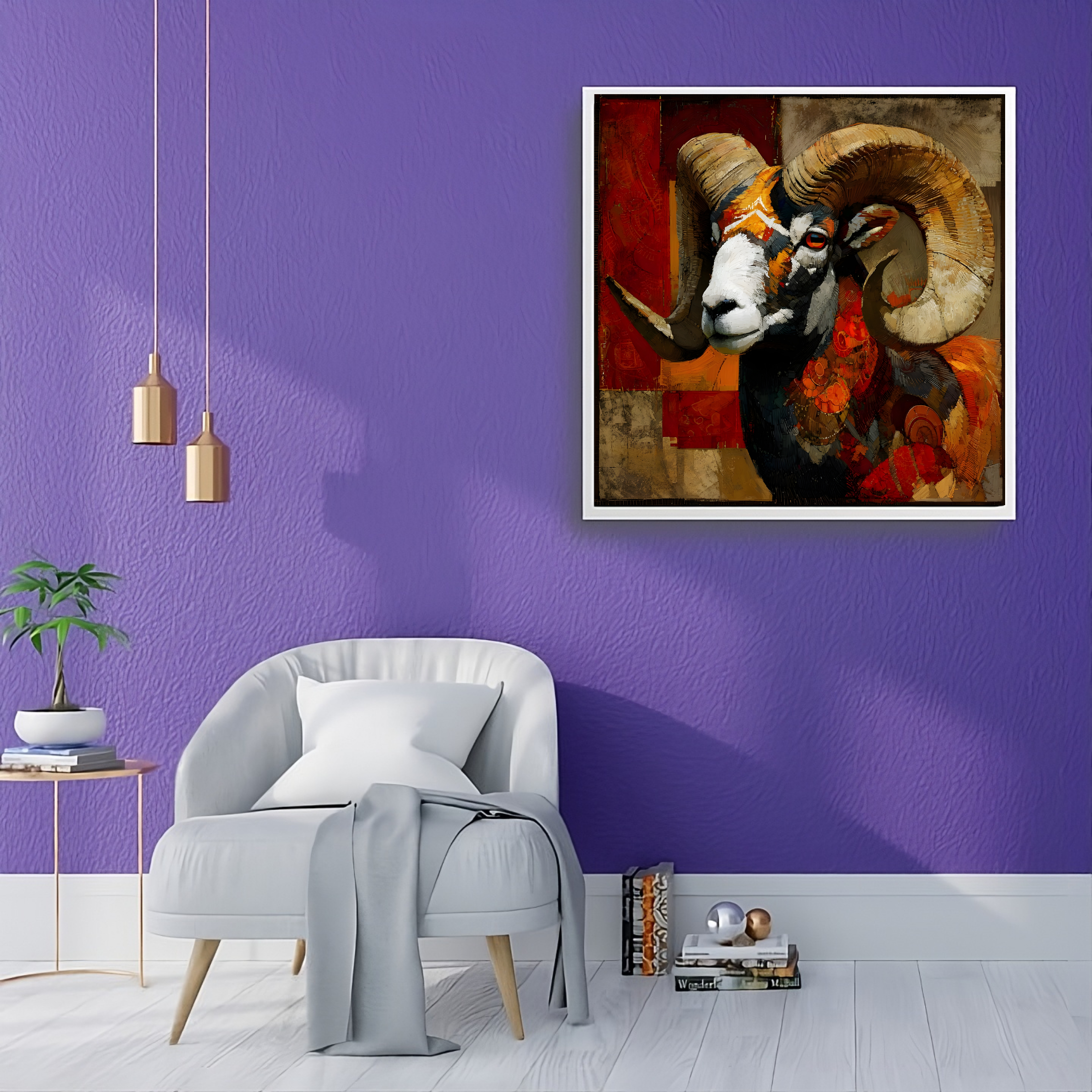 Artistic Silk Poster - Colorful Aries the Ram Astrological Zodiac Sign Print for Home &amp; Outdoor Decor product thumbnail image