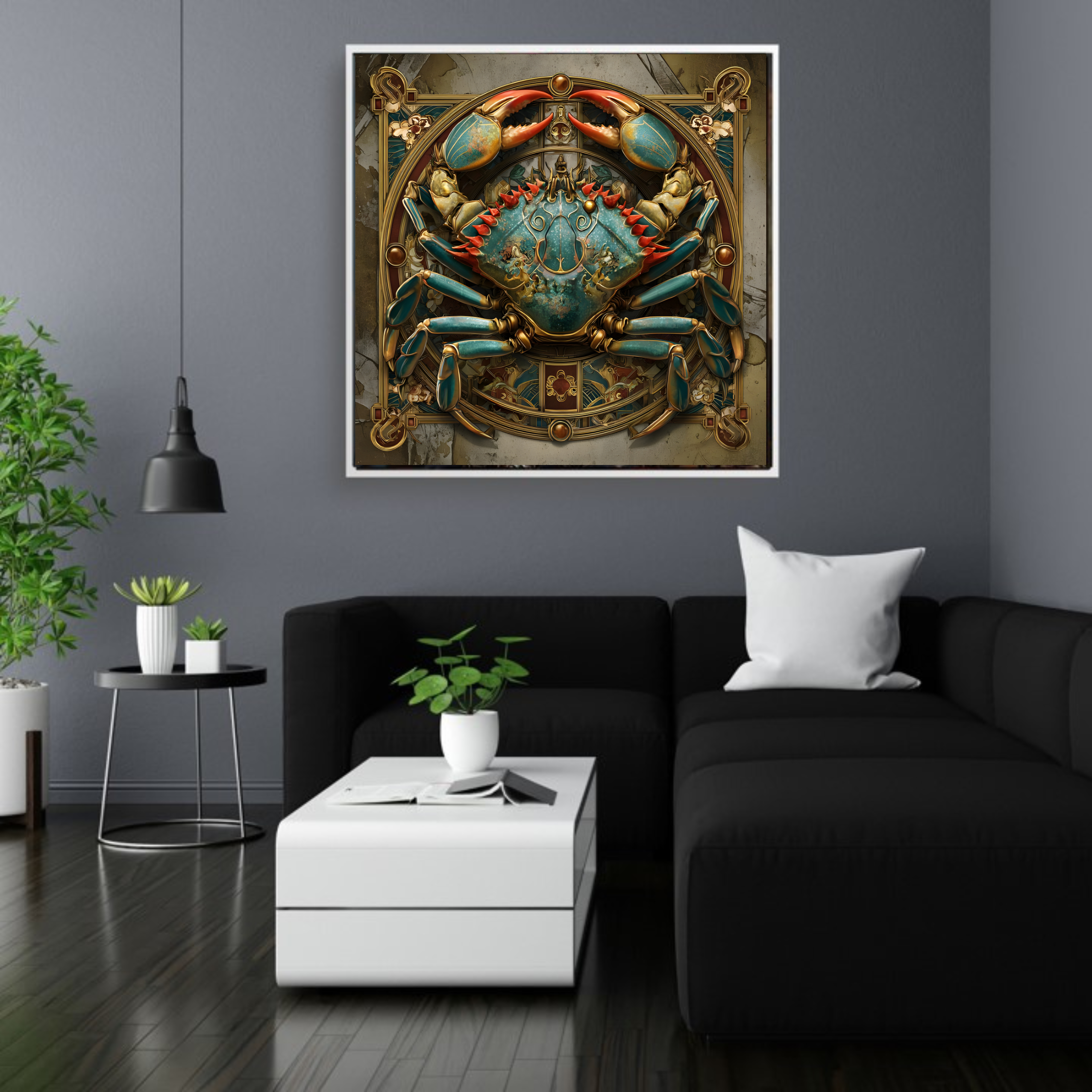 Artistic Silk Poster - Colorful Cancer the Crab Astrological Zodiac Sign Print for Home &amp; Outdoor Decor