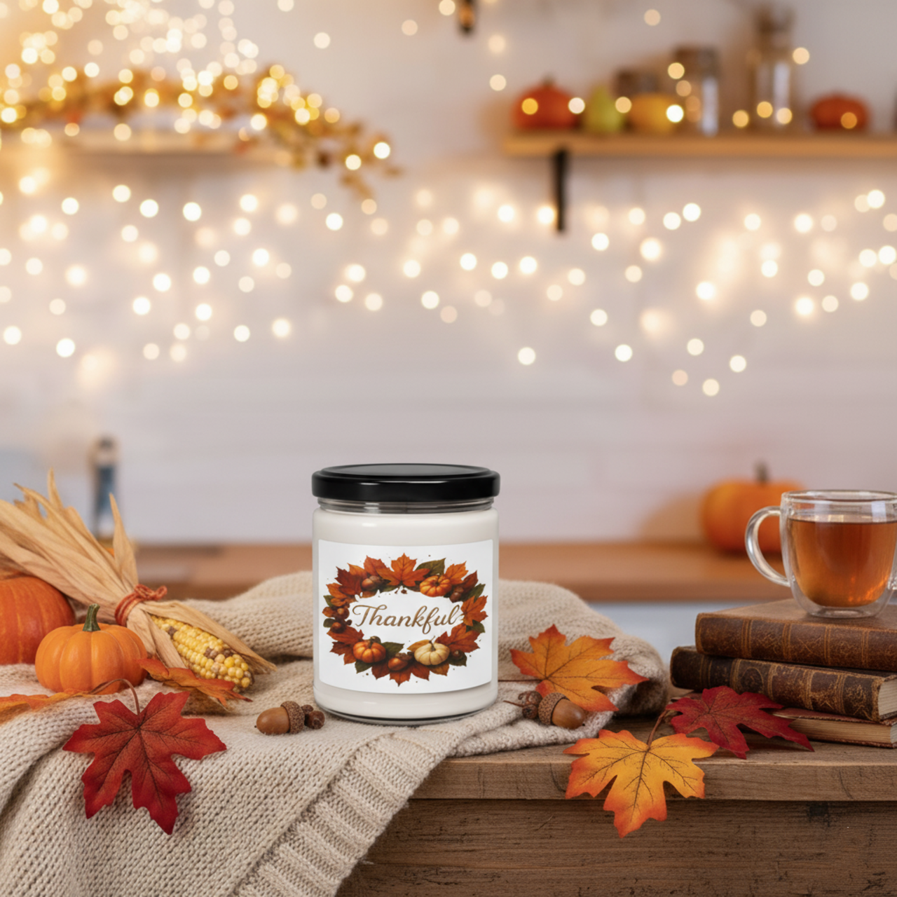 Thankful Scented Soy Candle - Autumn Decor Thankful Scented Soy Candle - Autumn Decor
